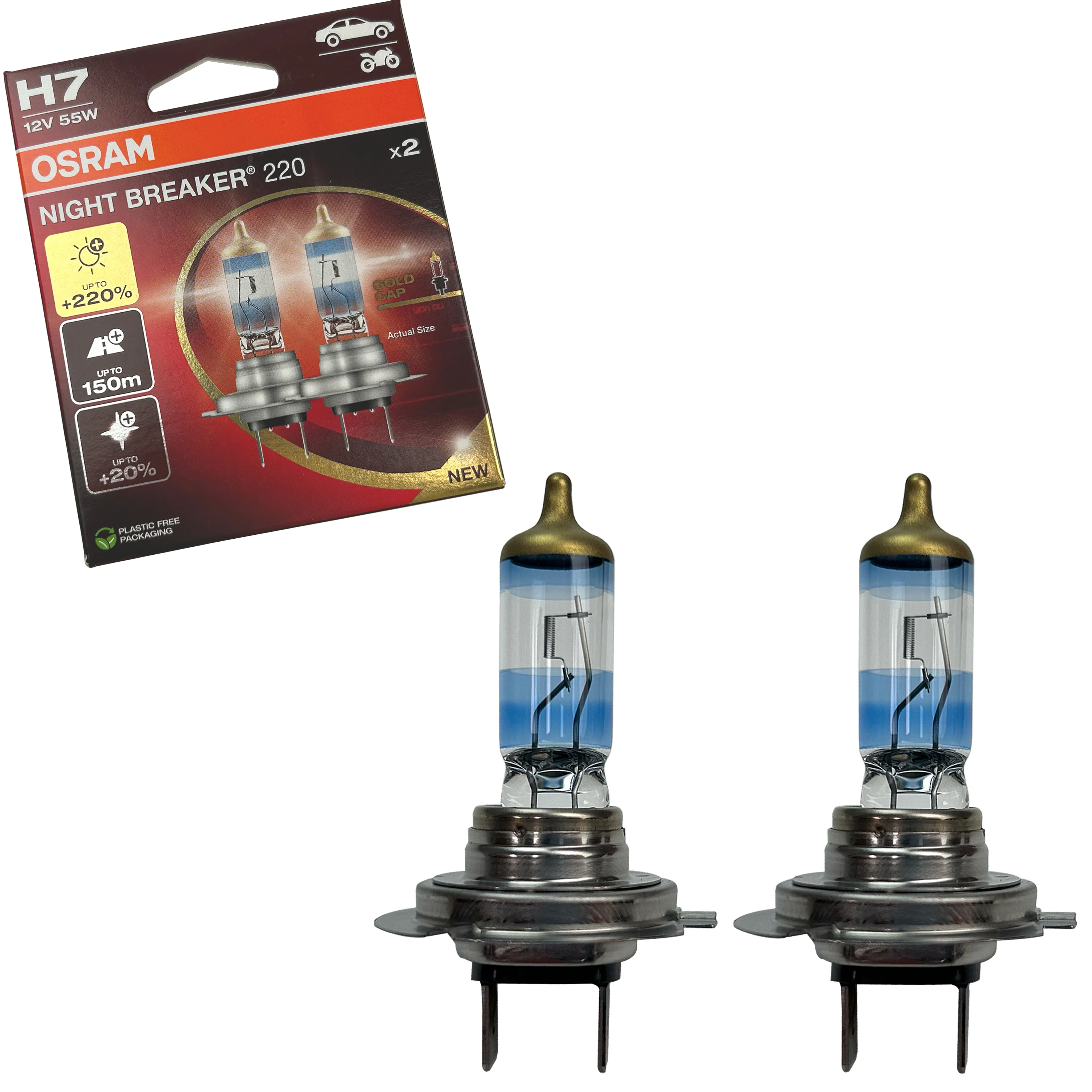 OSRAM H7 High Power " Night Breaker 220" Bulbs BMW Mini One Cooper S - Pair