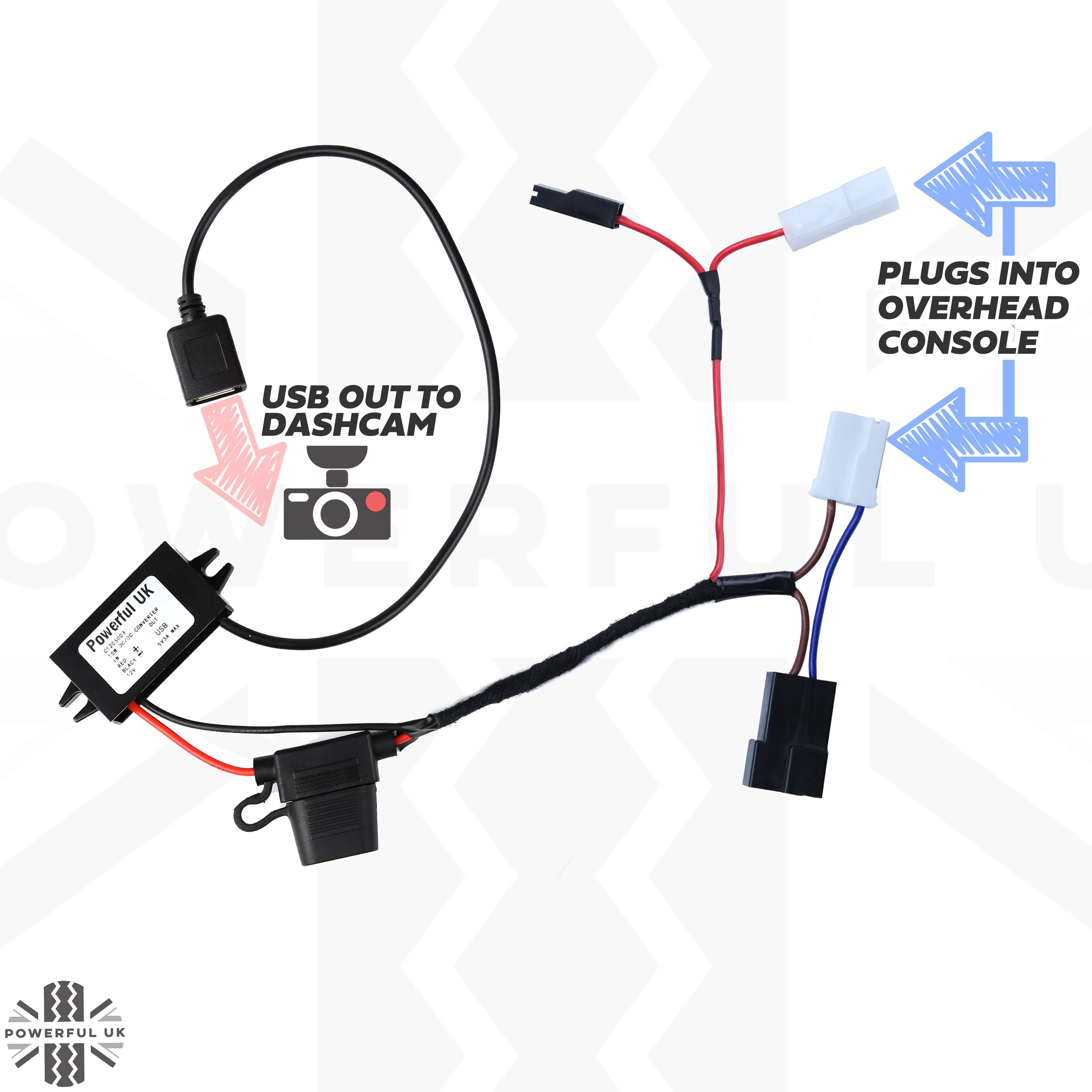 Overhead Console 'Dashcam' Wiring Kit - Tap-in Loom + USB-A Adapter for Ford Fiesta - Image 6