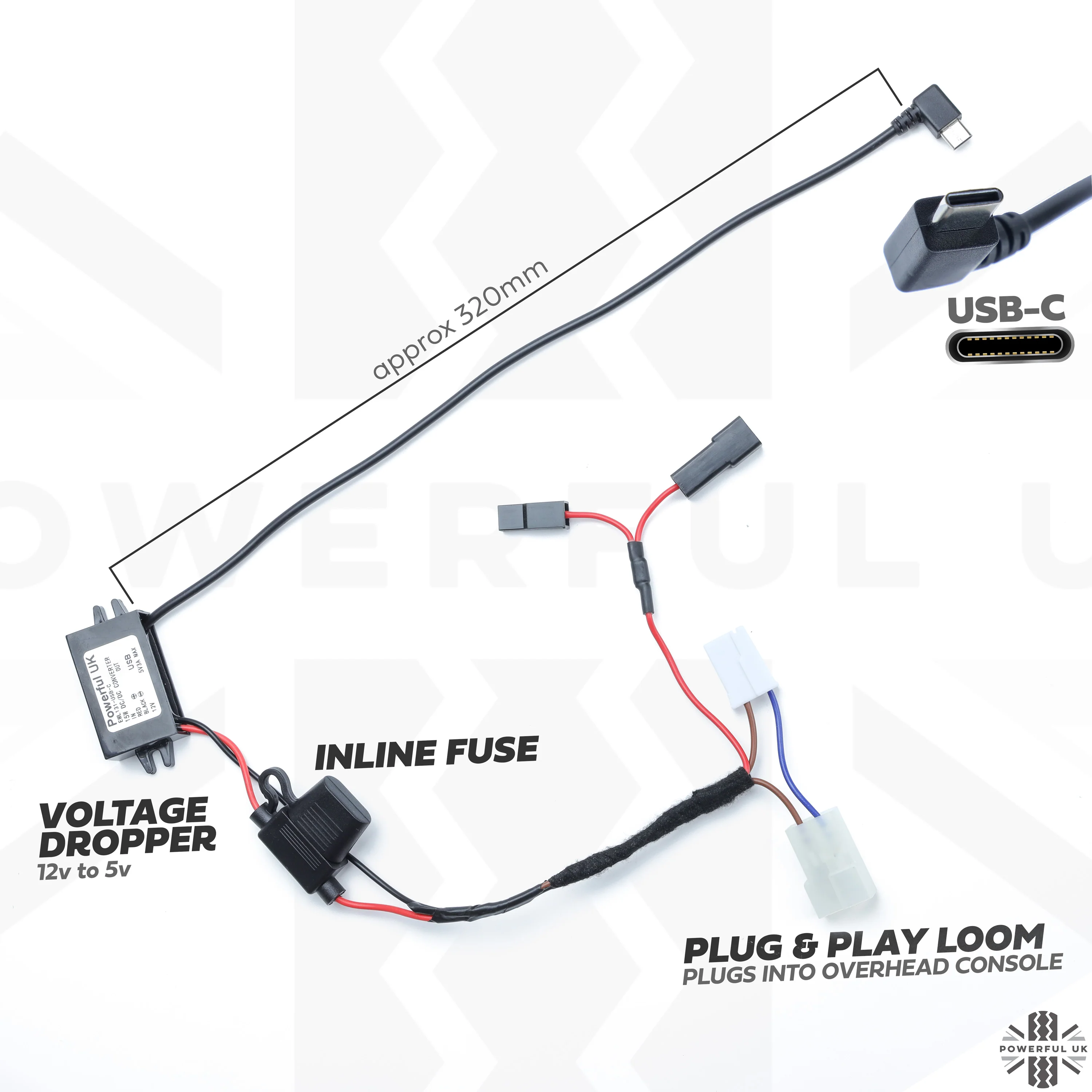 Overhead Console 'Dashcam' Wiring Kit - Tap-in Loom + USB-C Adapter for Freelander 2 (2007-2012) - Image 6