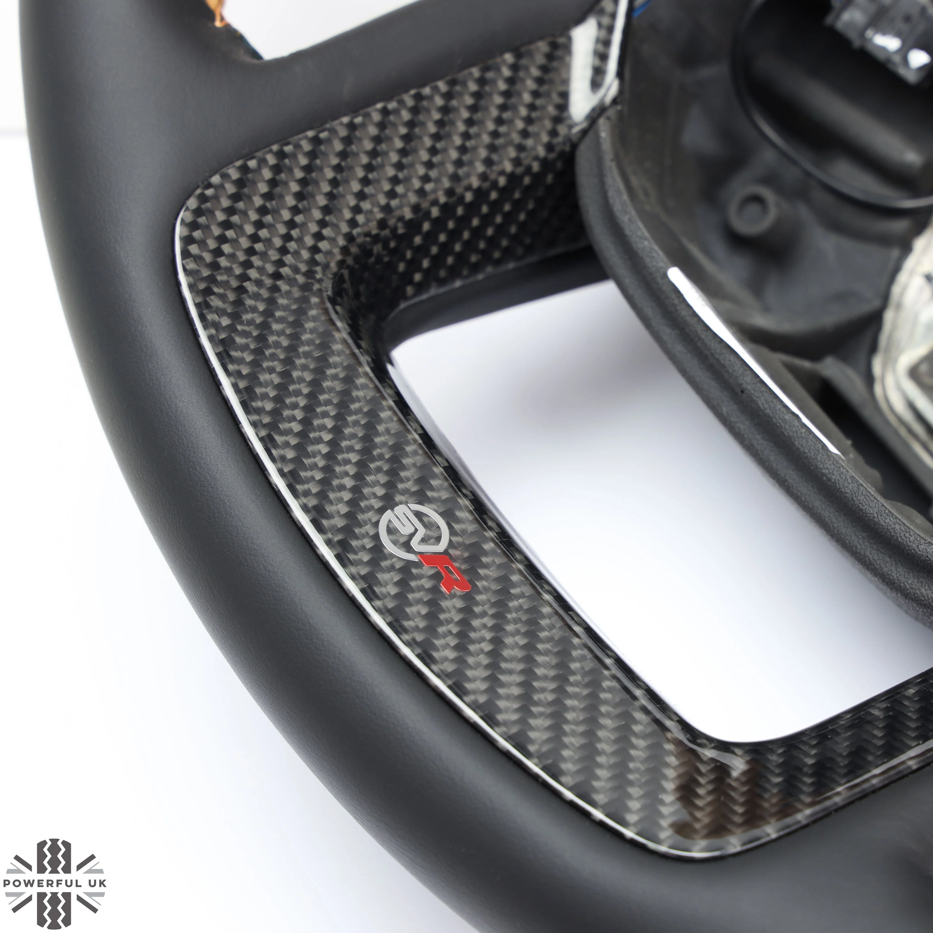 Range Rover Sport L494 SVR Steering Wheel - Heated - Carbon Insert - Sport Grip - Vintage Tan Perf Leather - Image 2