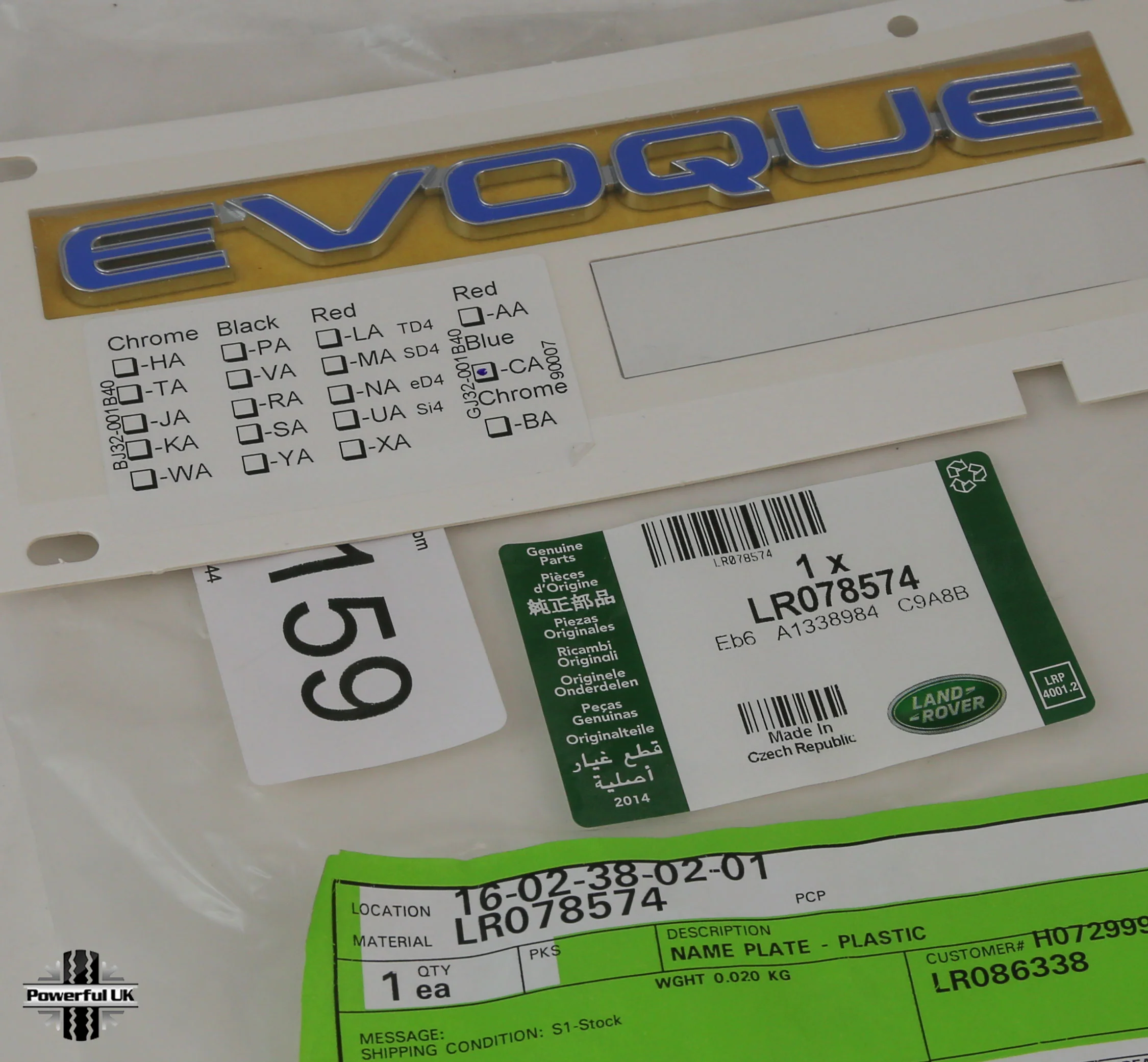 Rear Badge "Evoque" for Range Rover Evoque - Blue - Image 3