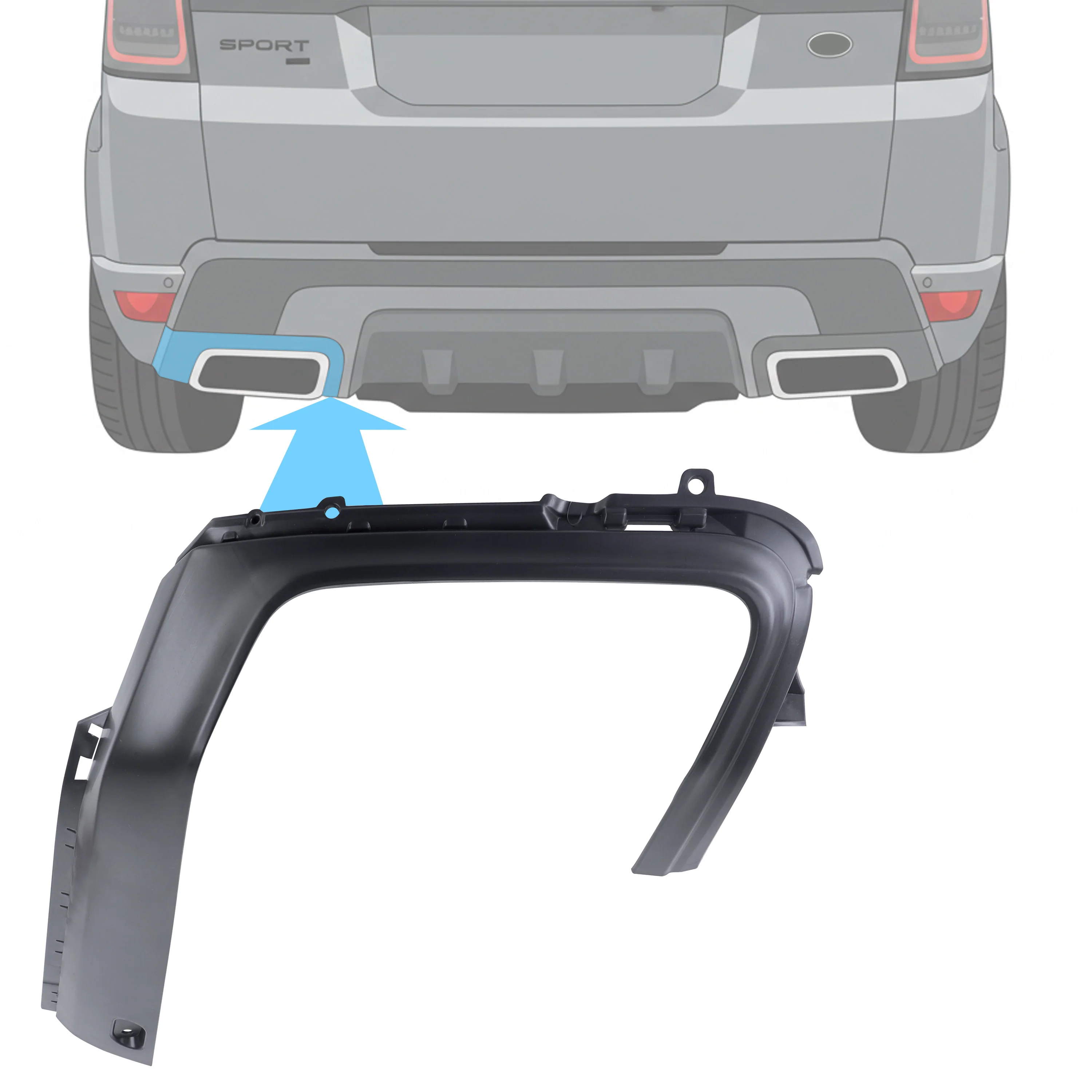 Rear Bumper Exhaust Surround Trim for Range Rover Sport L494 2018-22 - Left