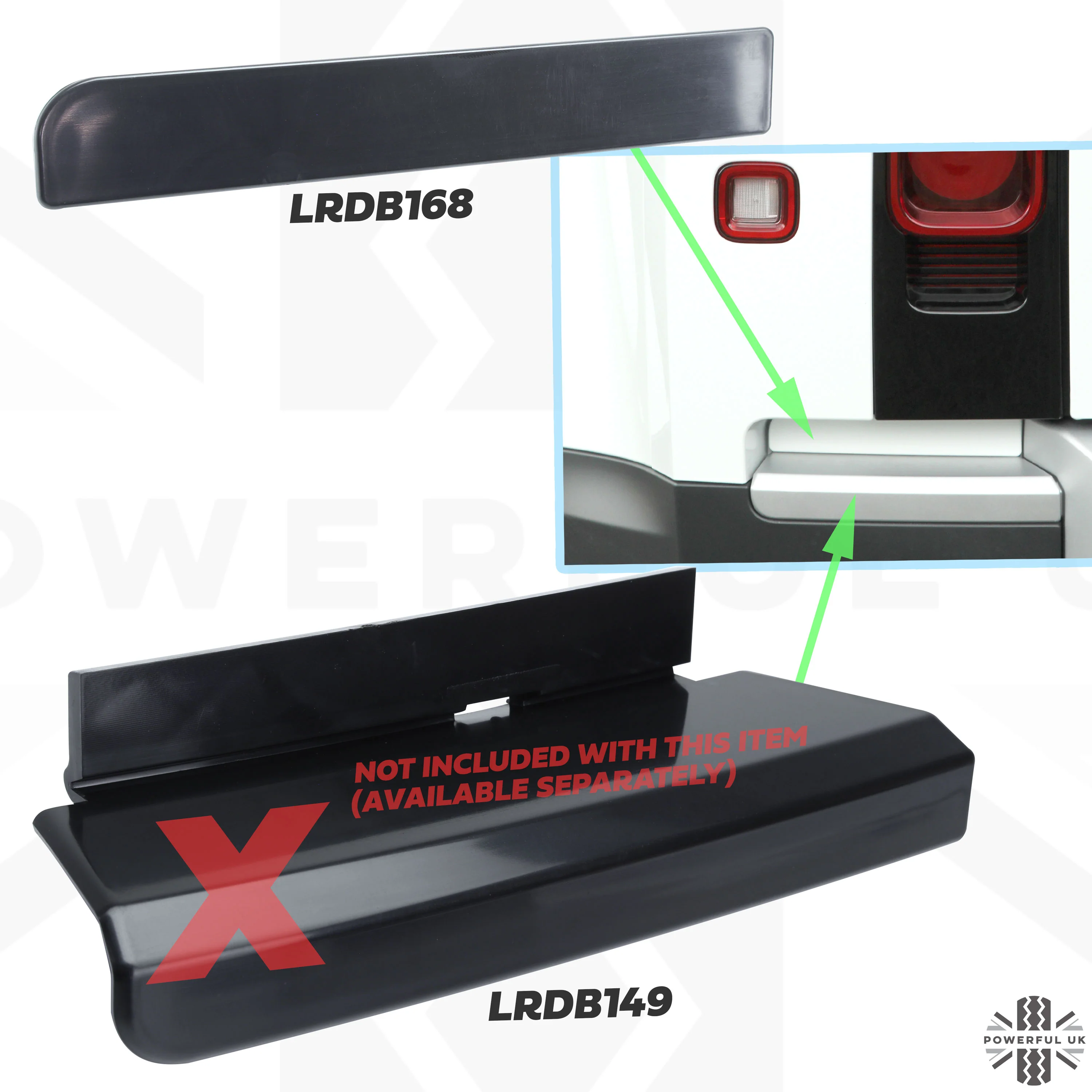 Rear Bumper Recess Insert (Upper Section) for Land Rover Defender L663 - Gloss Black - LEFT - Image 5