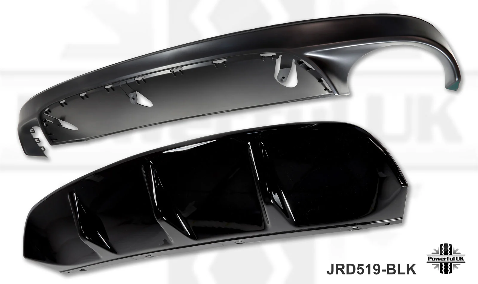 Rear Bumper Valance & Diffuser - 2pc - Gloss Black for Jaguar XF - Image 3