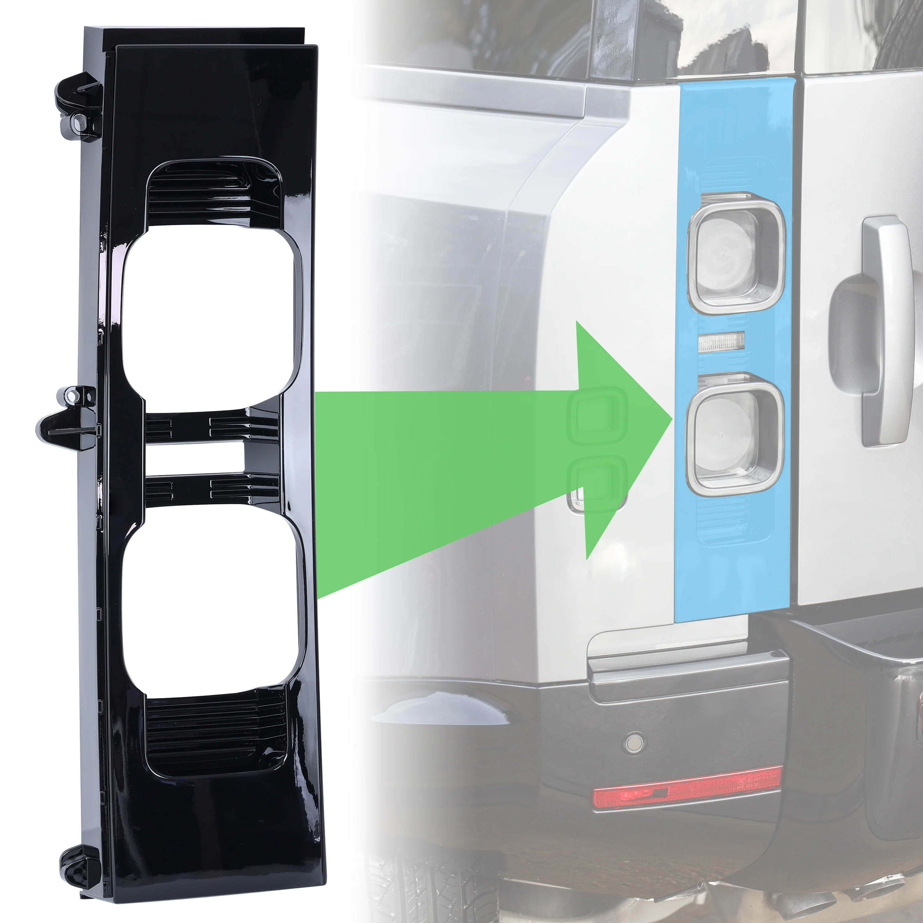 Rear Light Cover Panel in Gloss Black for Land Rover Defender L663 - Left