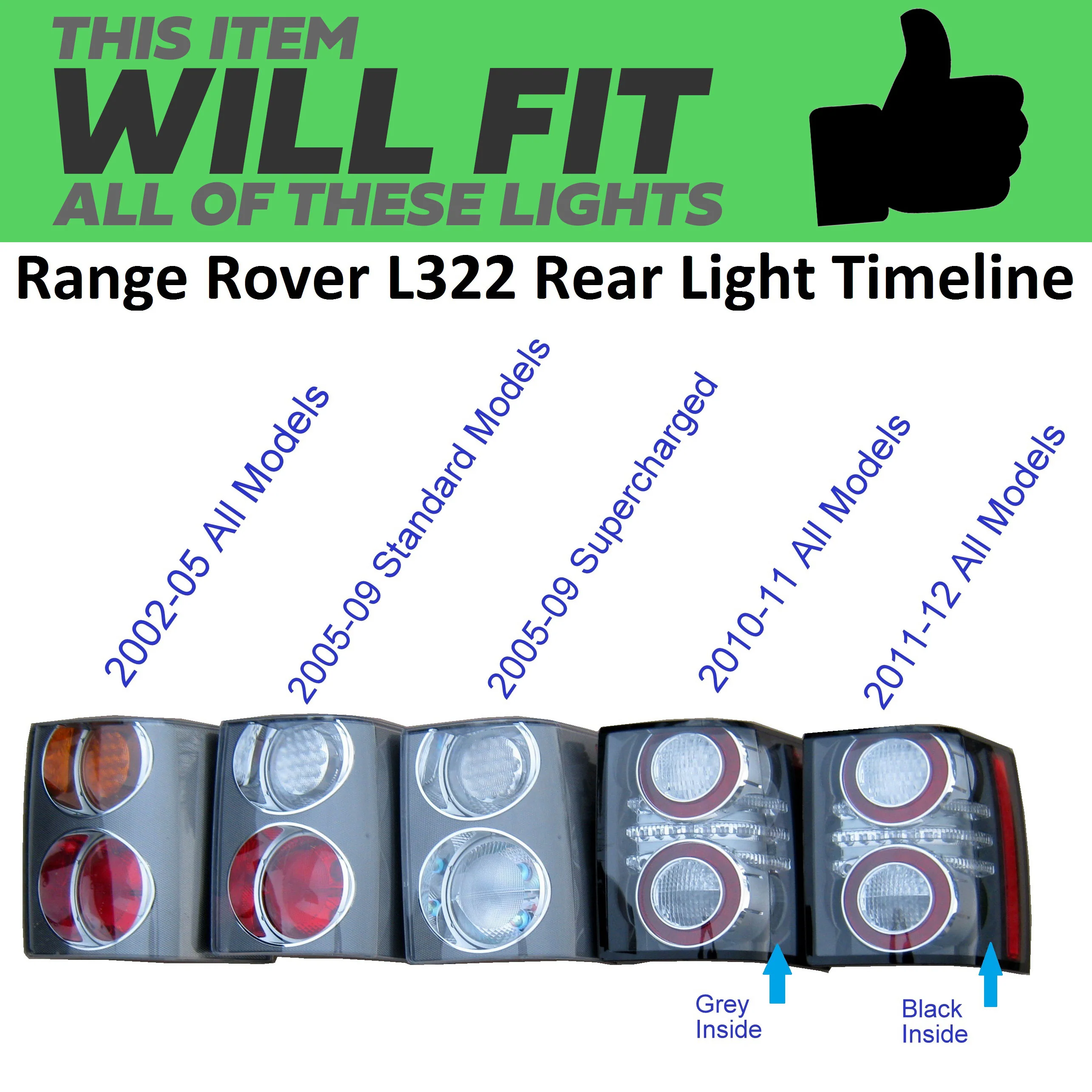 Rear Light Covers for Range Rover L322 - Chrome - Image 9