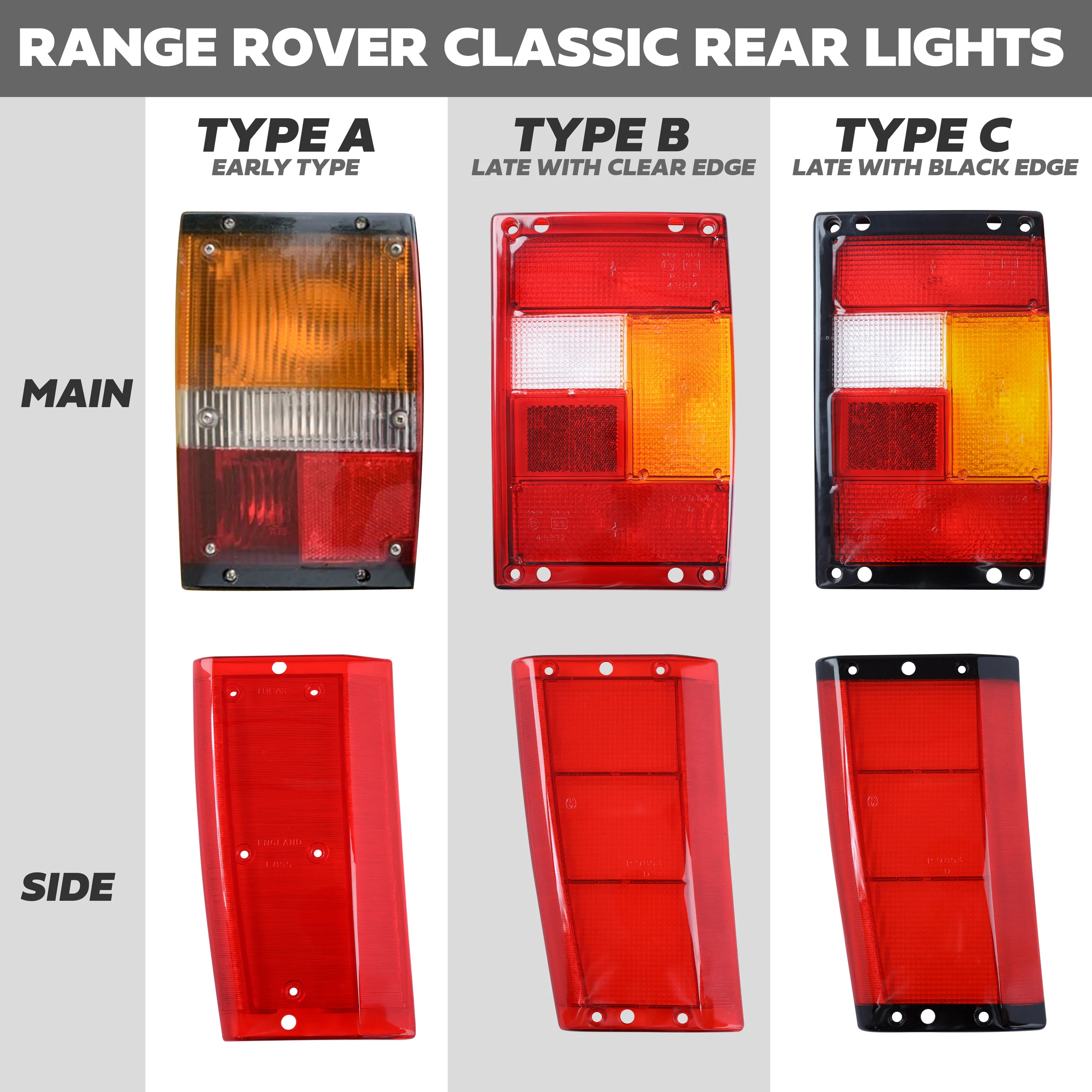 Rear Light Lens for Range Rover Classic - Main Lens - Early Type - Left Side - Image 7