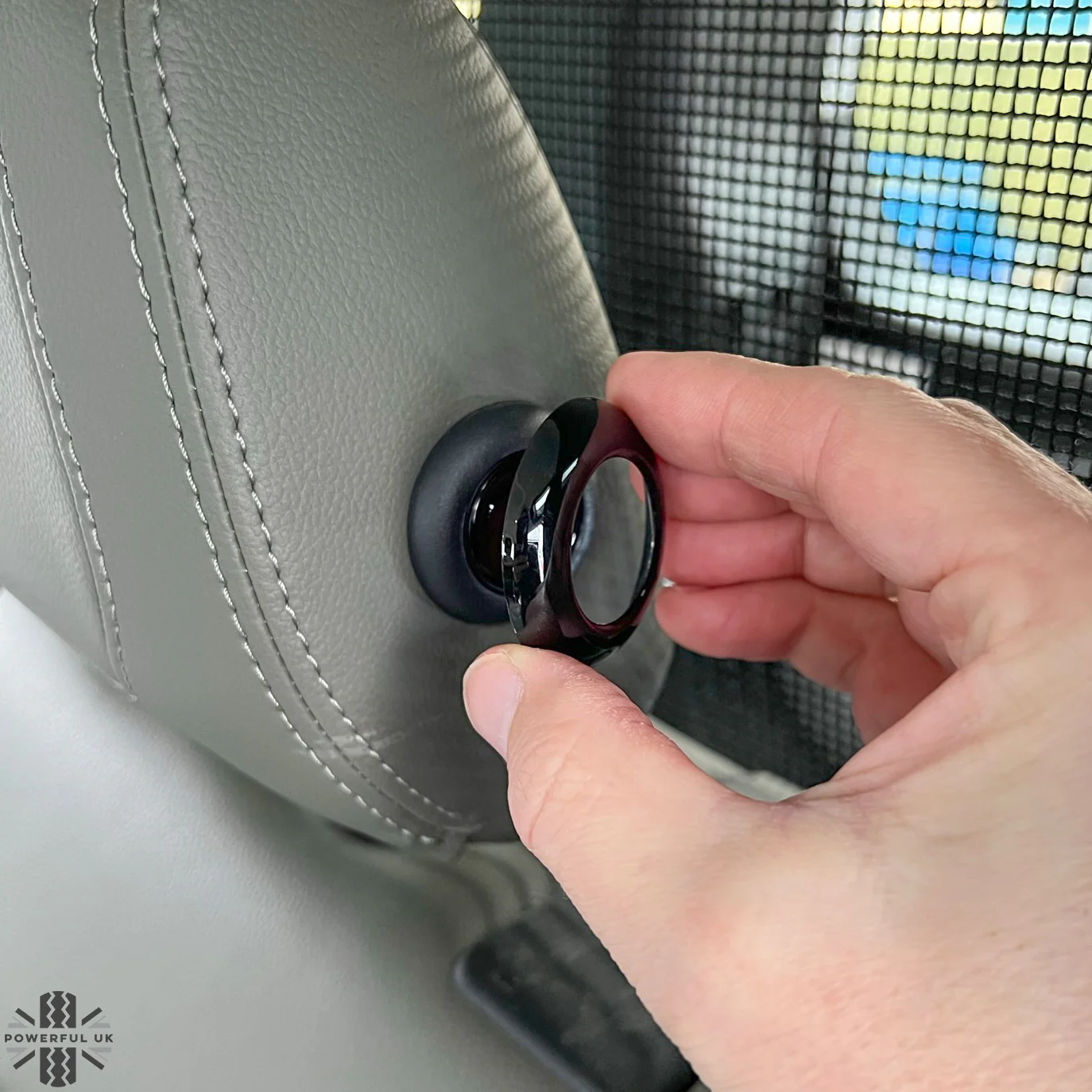 Rear Seat Headrest Button Covers for Land Rover Defender L663 - Gloss Black - Image 4