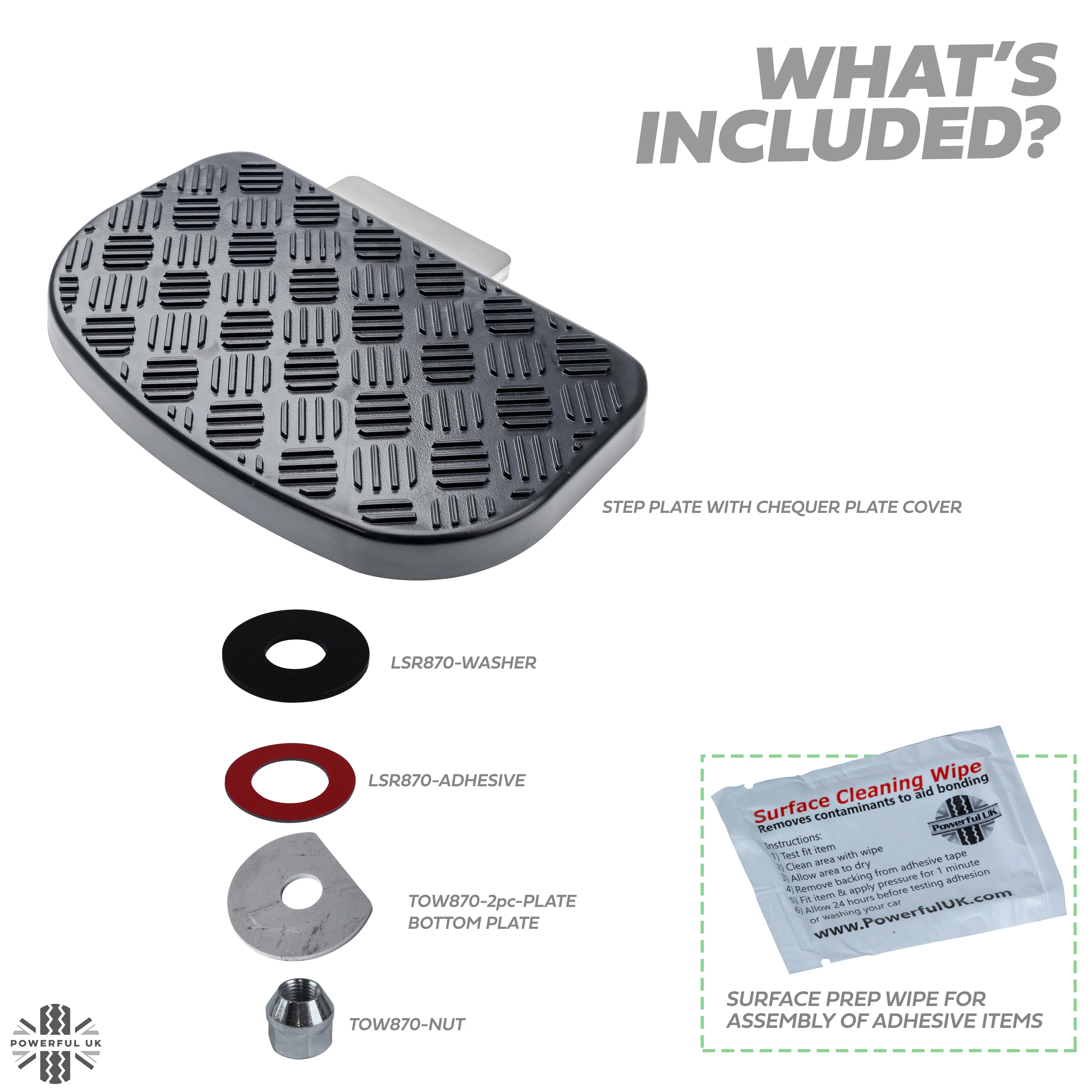 Rear Step Kit (fits onto recovery loops) for Land Rover Defender L663 - with Chequer Plate top - Image 4