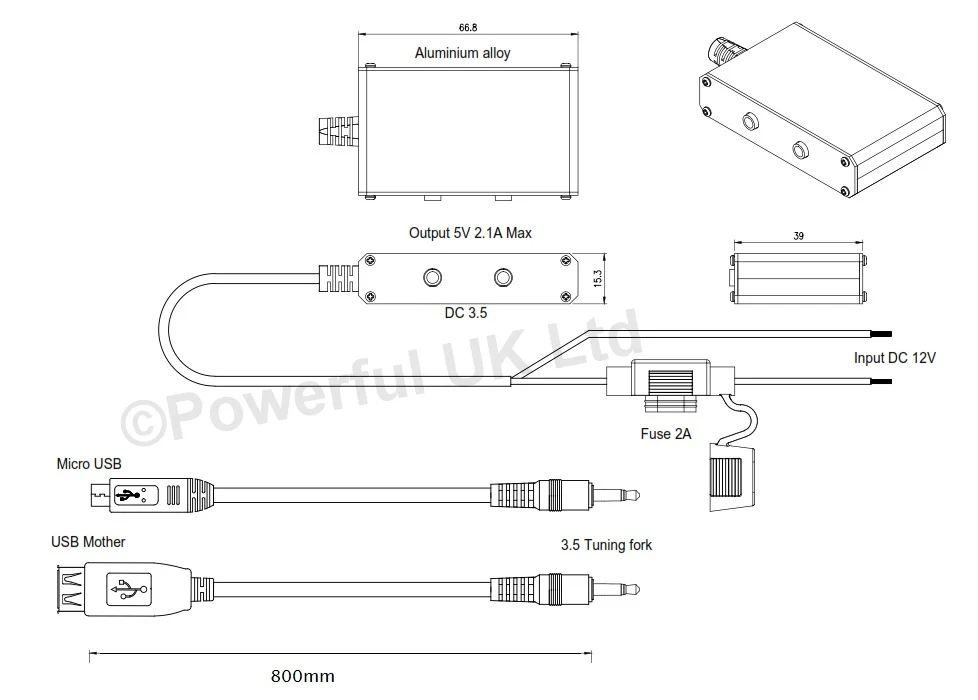 Remote USB Charging Unit for Motorbike with USB & Micro USB Leads - Image 4