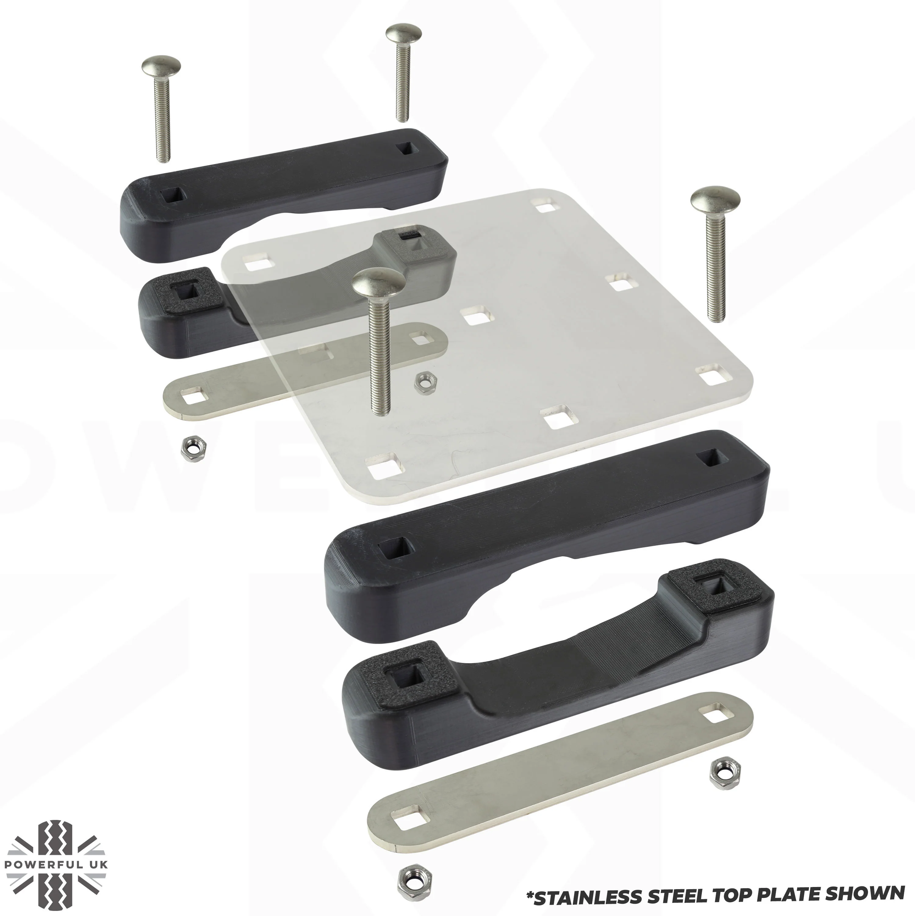 Roof Cross Bar Mount Clamp Kit for the Land Rover Defender L663 - Kit A - Zinc Plated Steel Top - Image 3