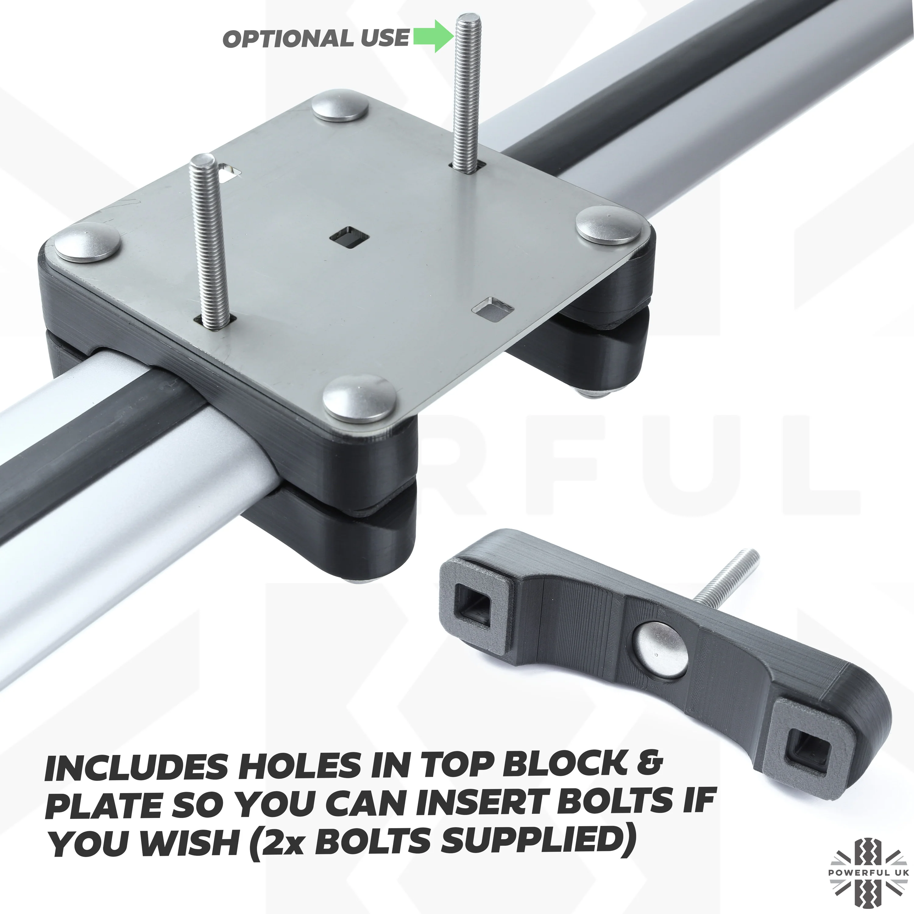 Roof Cross Bar Mount Clamp Kit for the Land Rover Discovery 3&4 - Kit A - Stainless Steel Top - Image 4