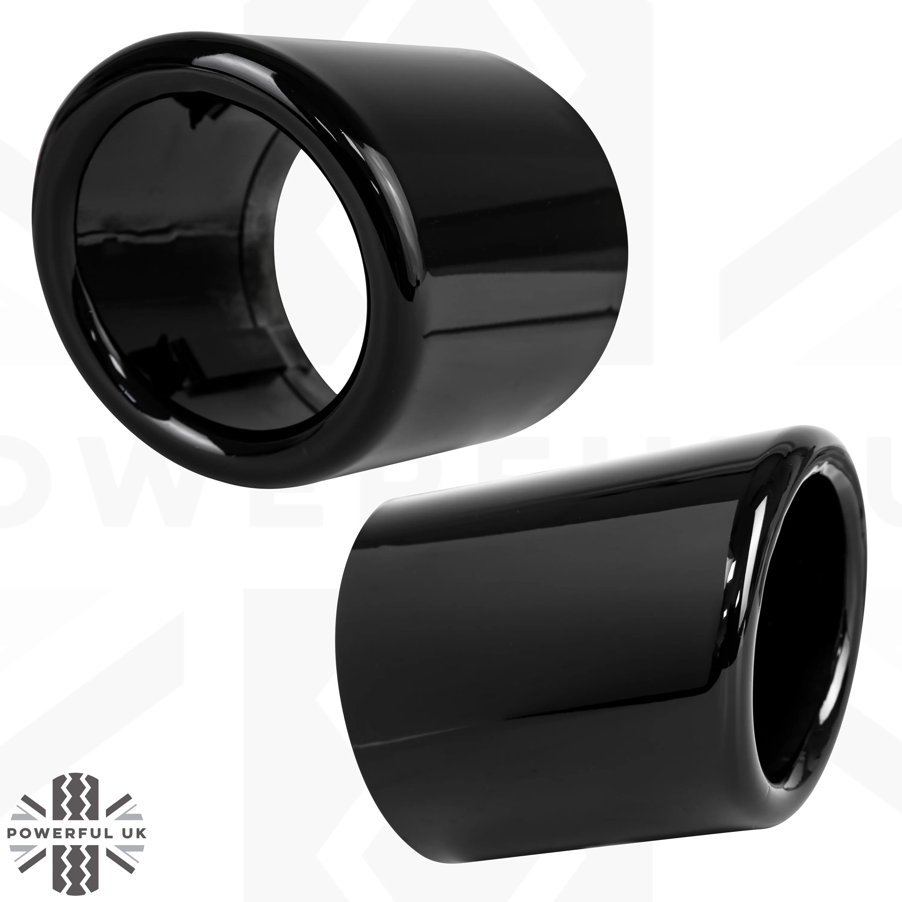 Round Exhaust Tips - Pair - DIESEL - Gloss Black for Range Rover Sport L494 (2014-17) - Image 2