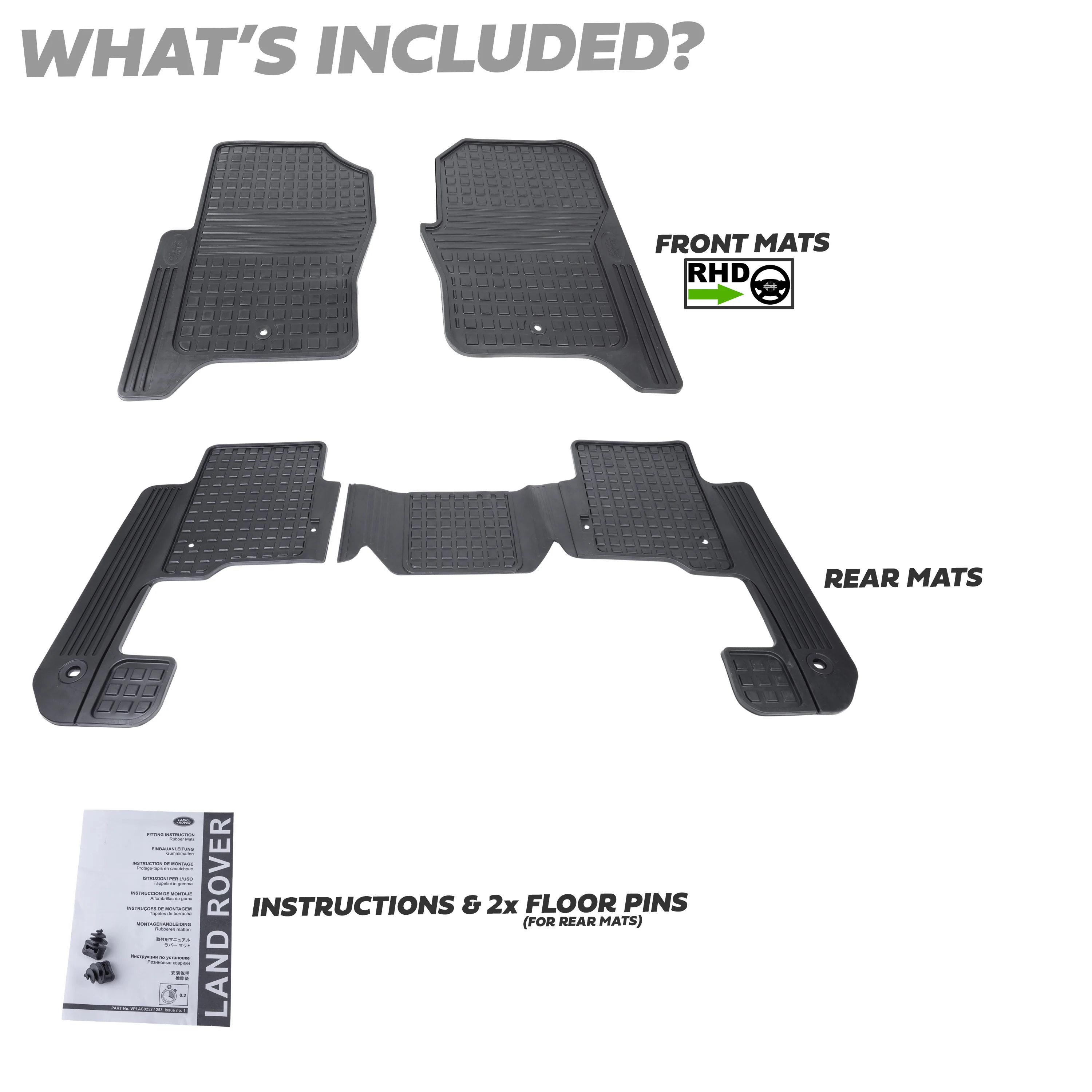 Rubber Floor Mat Set (Genuine) - RHD - for Land Rover Discovery 4 - Image 4