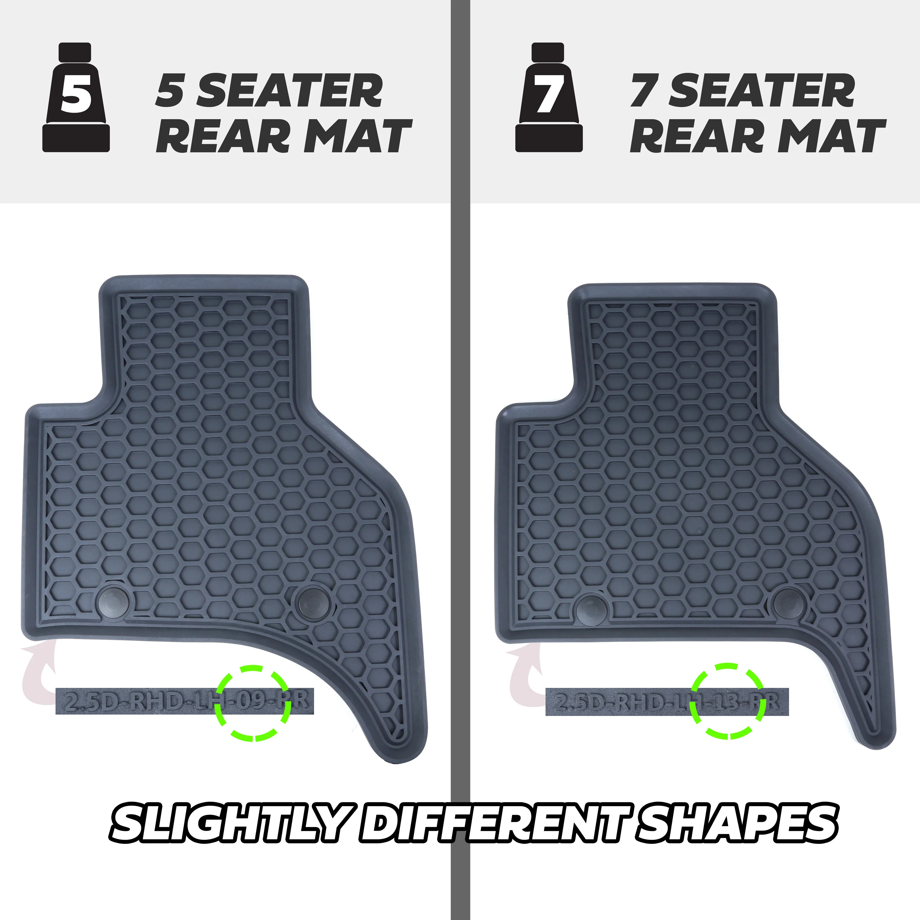 Rubber Floor Mat Set - RHD - for Land Rover Defender L663 (110) - 7 seat - Image 10