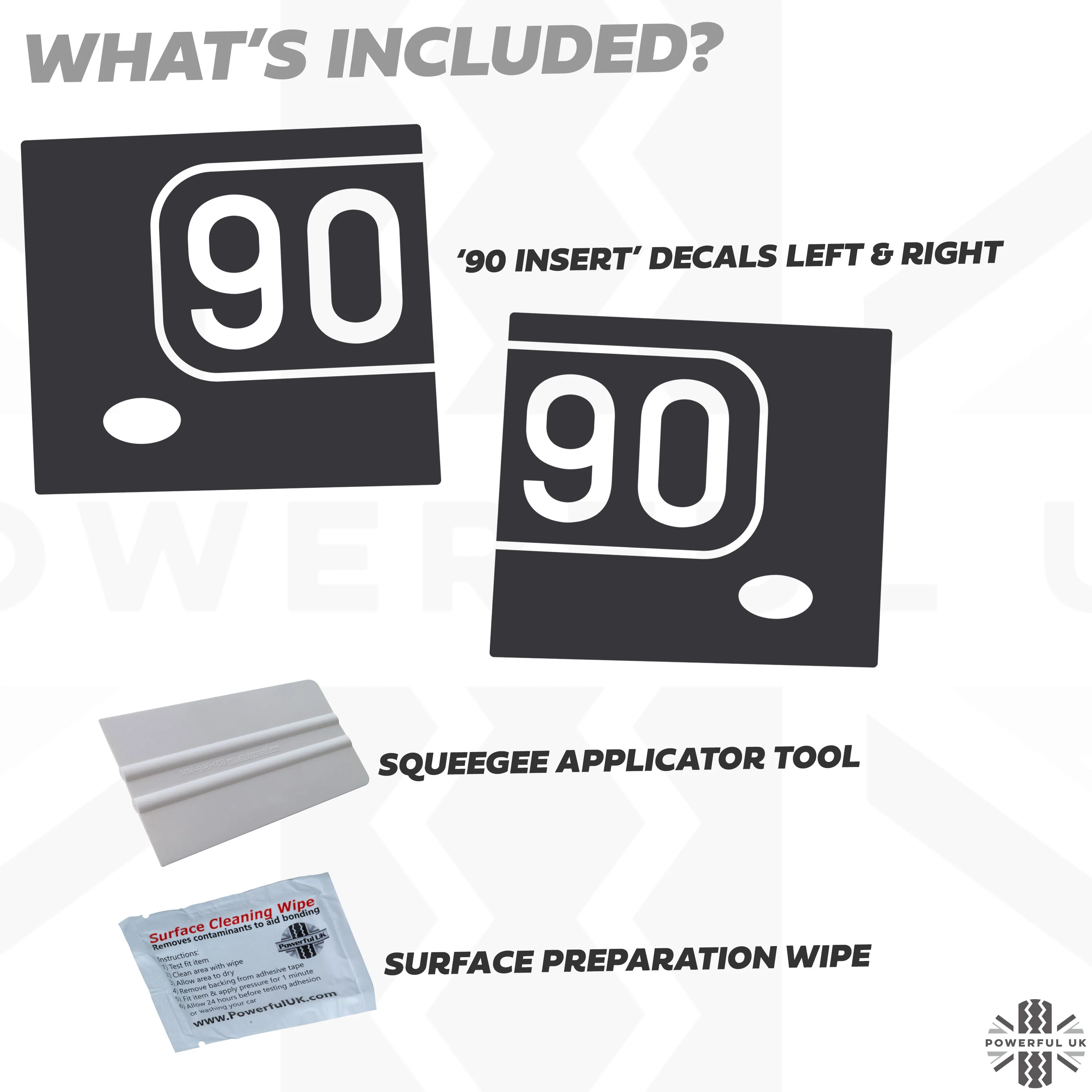 Side Panel Decal Kit - '90 Insert' - Matte Black for Land Rover Defender L663(90) - Image 4