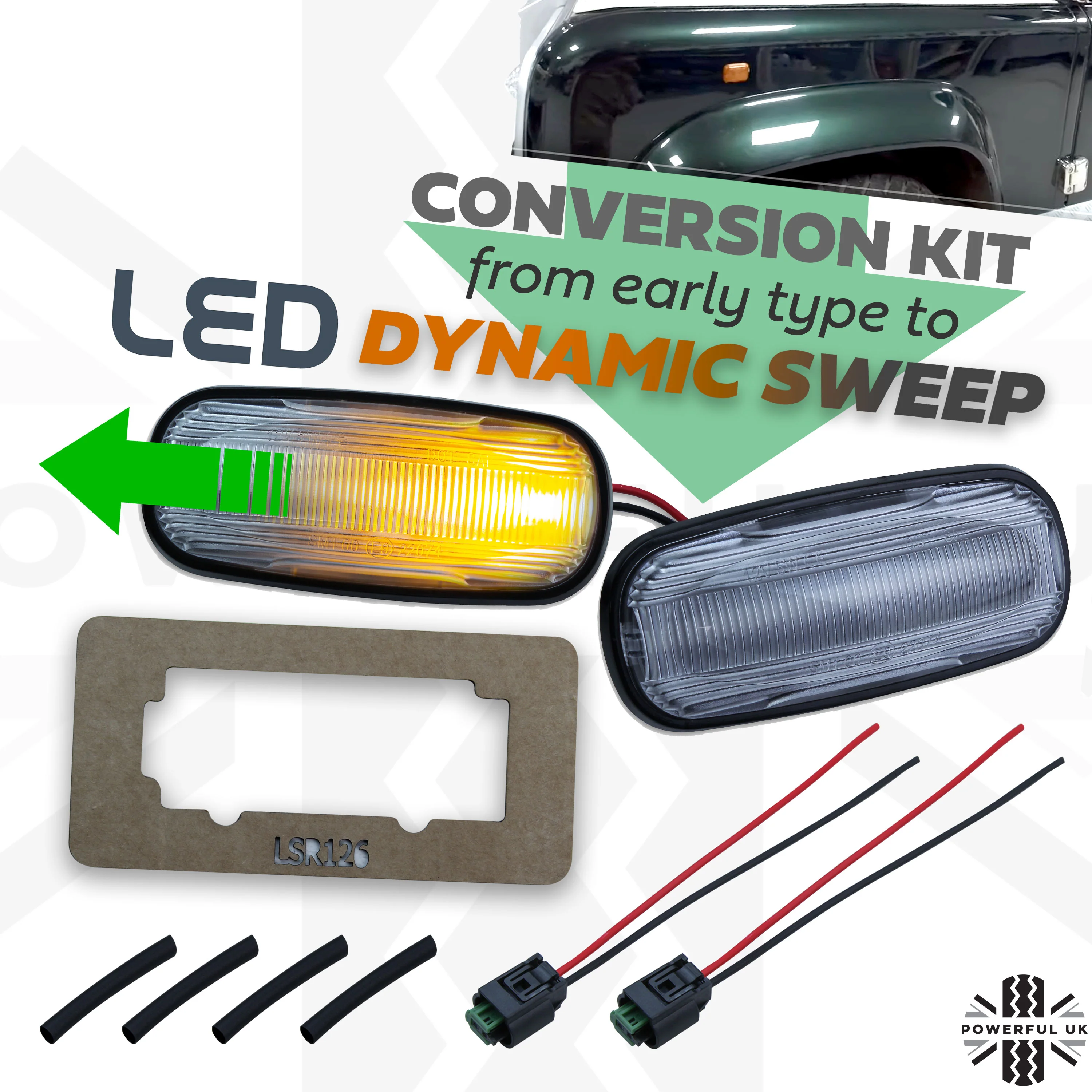 Side Repeaters Conversion Kit - LED - Clear - Dynamic Sweep for Land Rover Defender