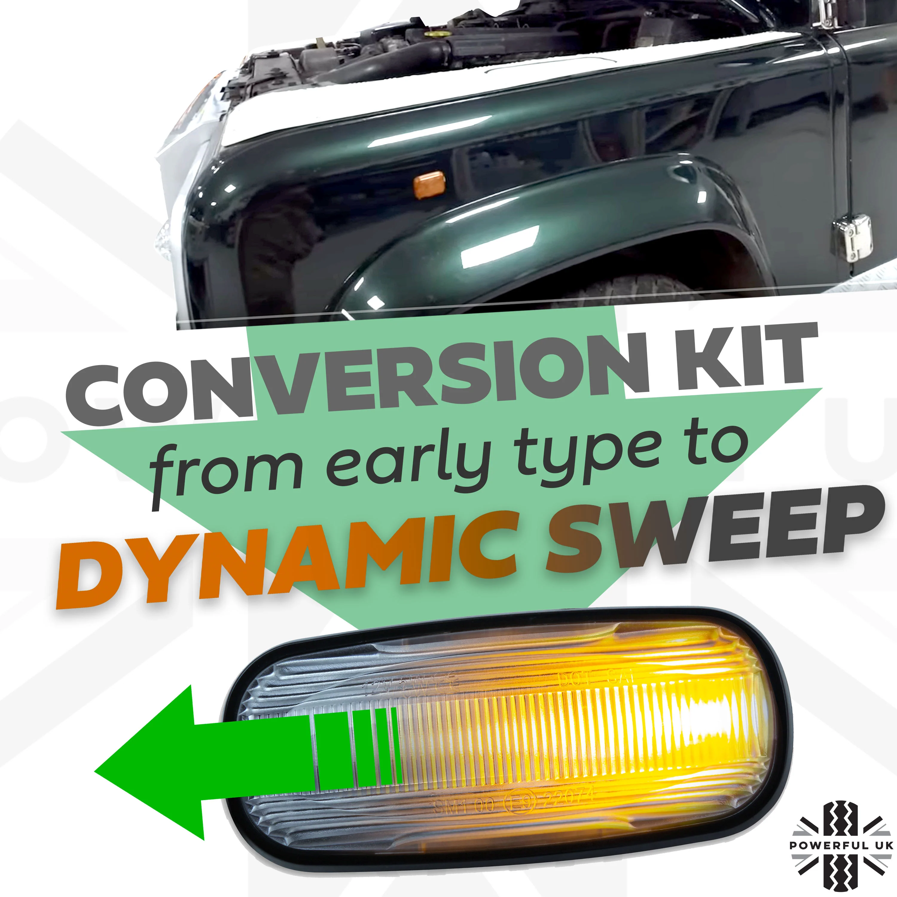 Side Repeaters Conversion Kit - LED - Clear - Dynamic Sweep for Land Rover Defender - Image 3