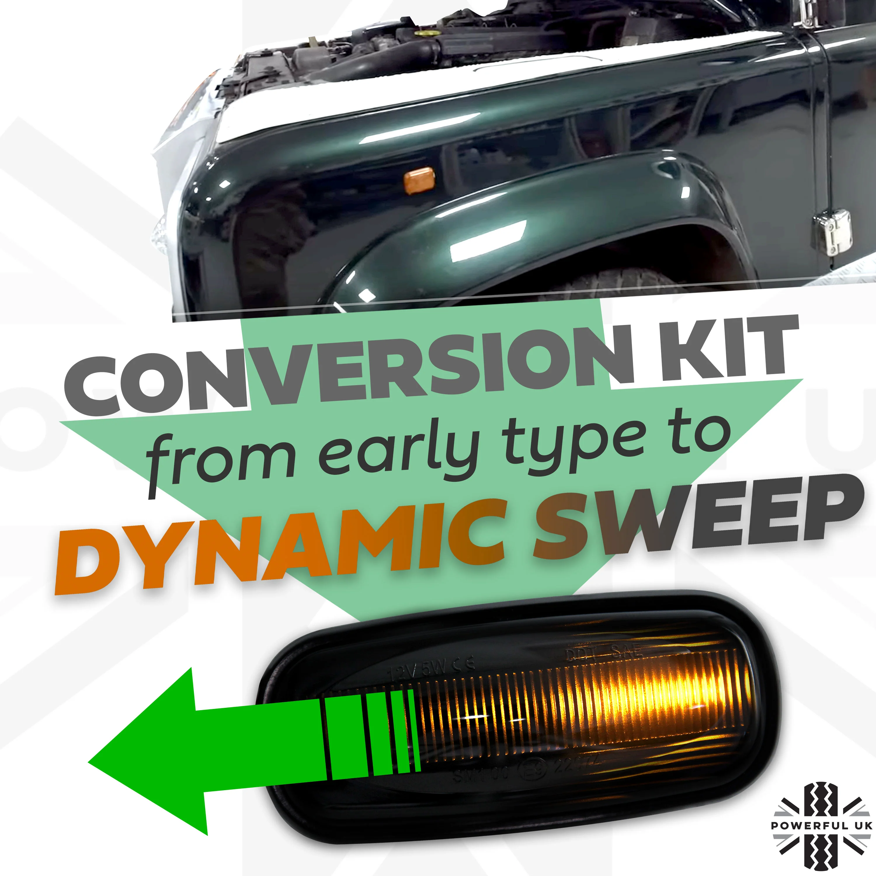 Side Repeaters Conversion Kit - LED - Smoked - Dynamic Sweep for Land Rover Defender - Image 5