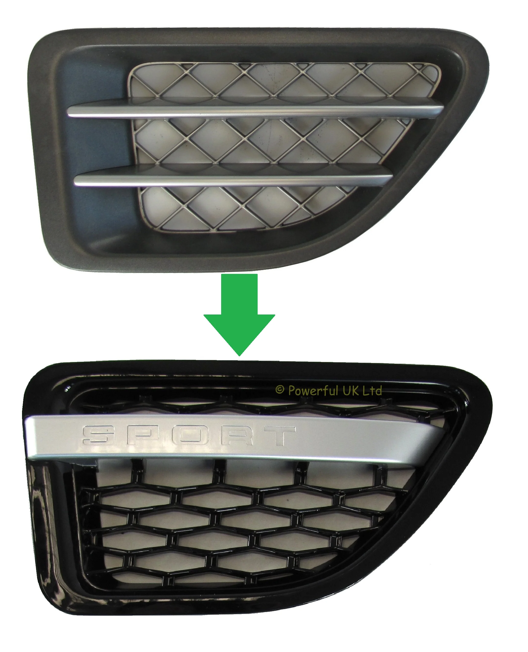Side Vents - Black/Silver/Black for Range Rover Sport 2005 - Image 3