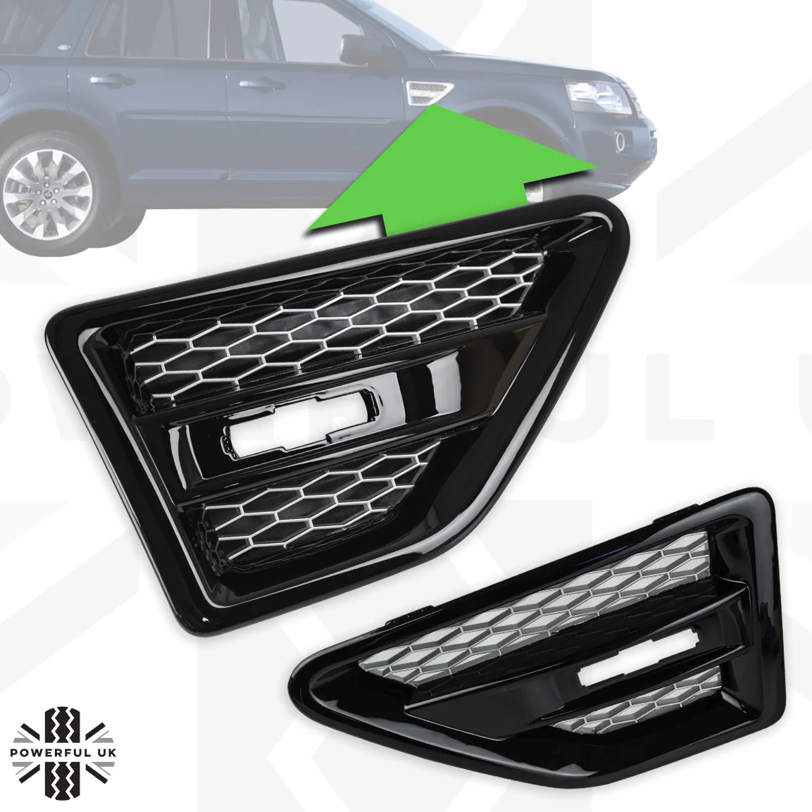 Side Vents -Black & Silver - for Land Rover Freelander 2 - PAIR - Image 8