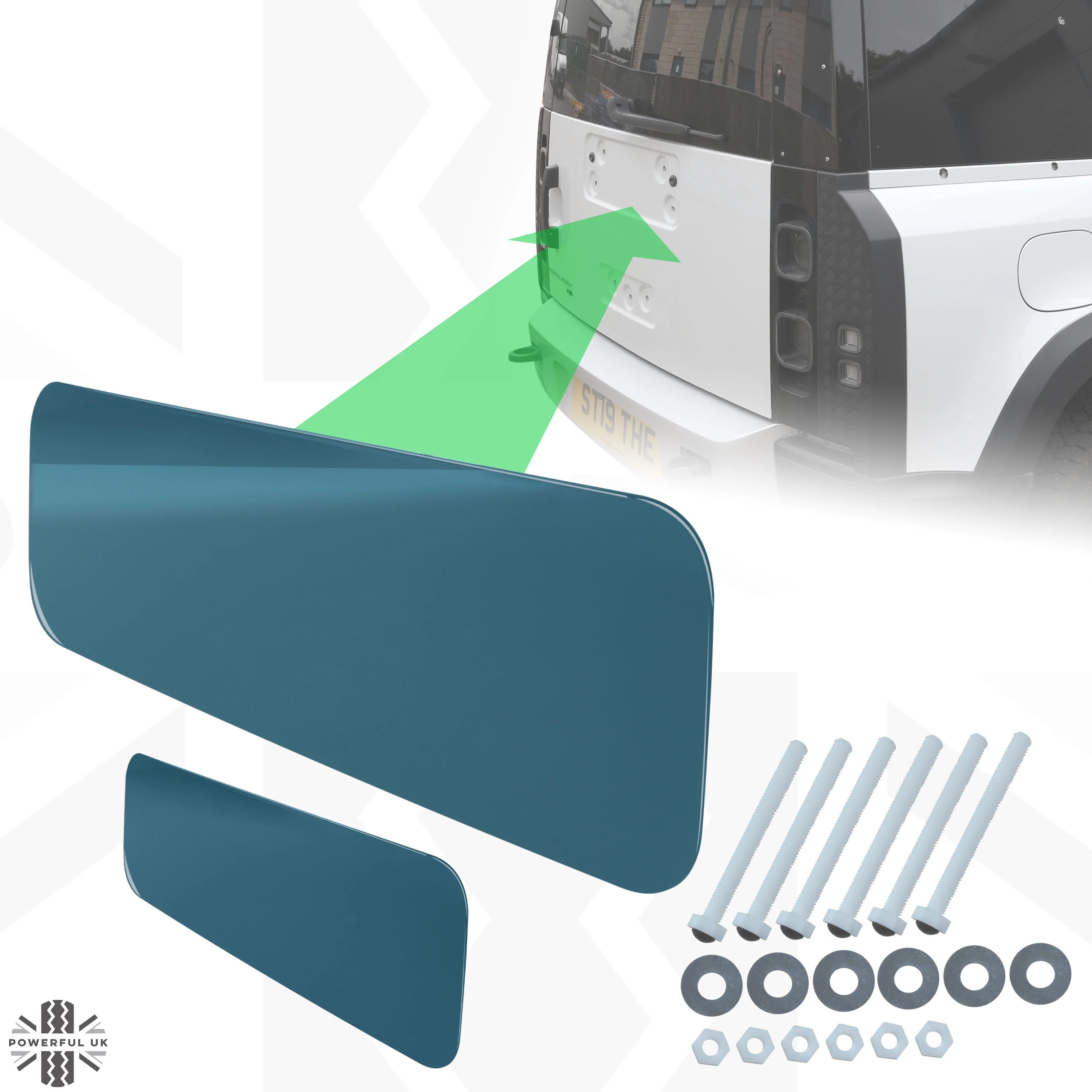 Spare Wheel Delete Cover Set for Land Rover Defender L663 - Tasman Blue