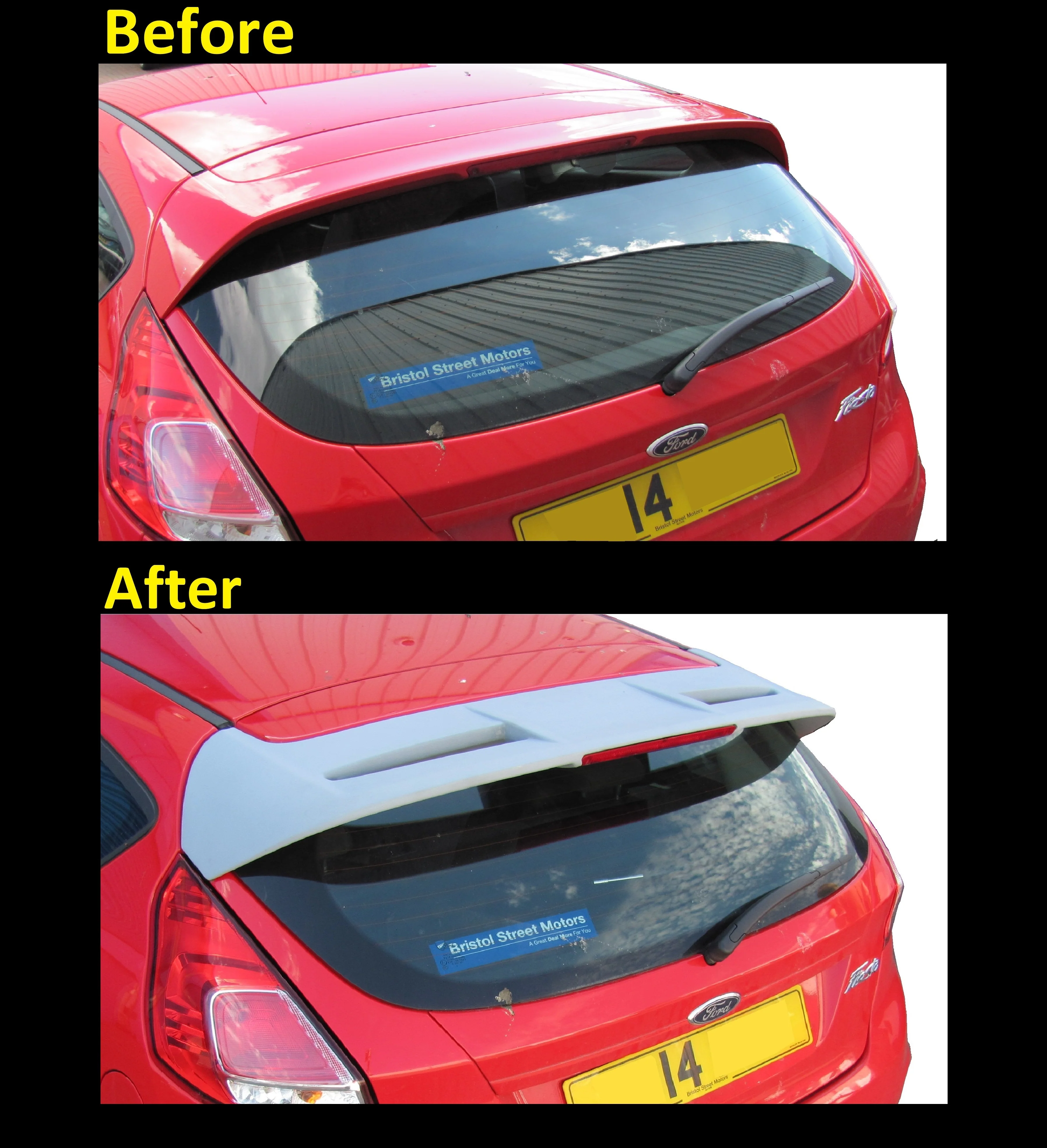 ST Style Rear Spoiler - Primer - for Ford Fiesta Mk 7 - Image 6