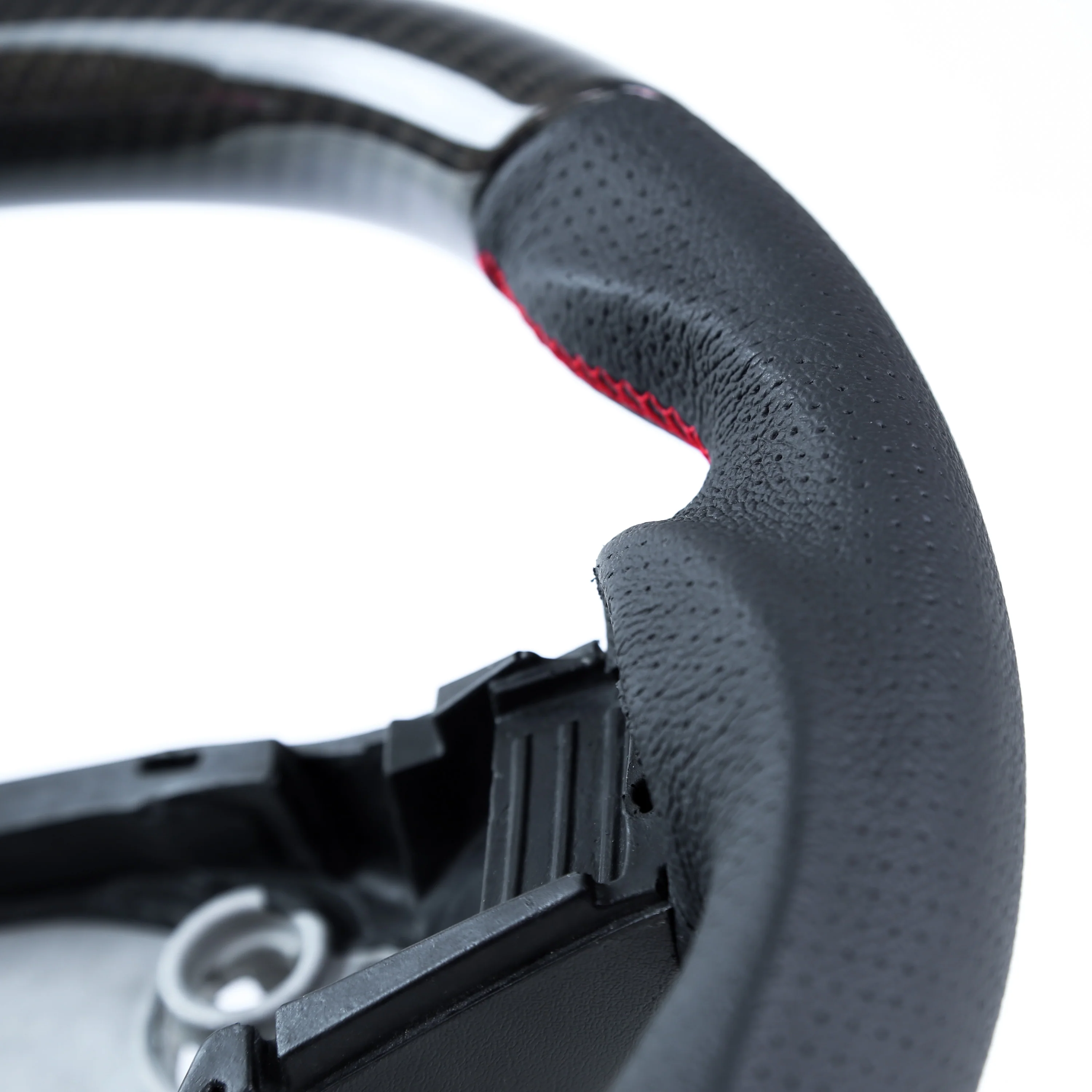 Steering Wheel - Non-Heated - Carbon Fibre - Sports Grip - Red Stitch - for Tesla Model 3 - Image 5