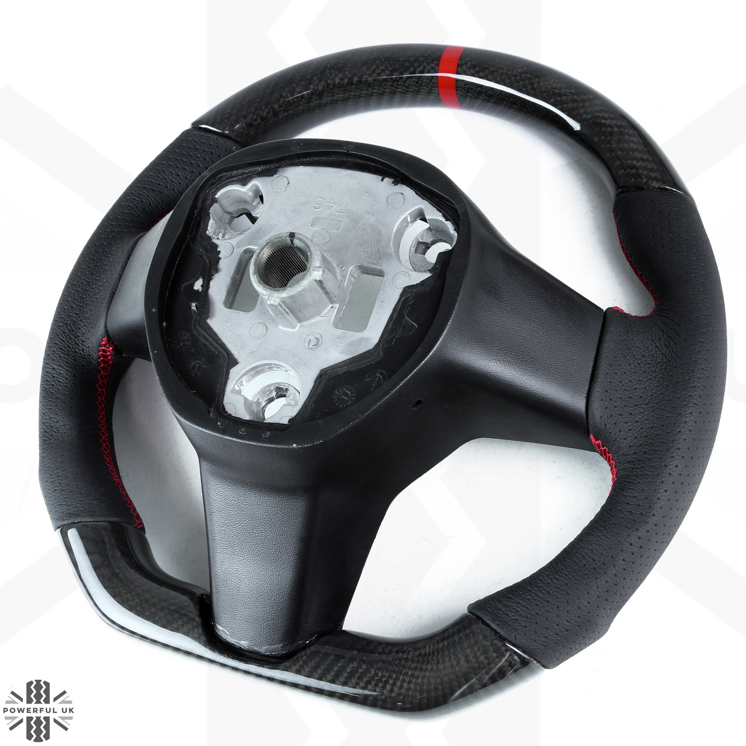 Steering Wheel - Non-Heated - Carbon Fibre - Sports Grip - Red Stitch - for Tesla Model 3 - Image 6