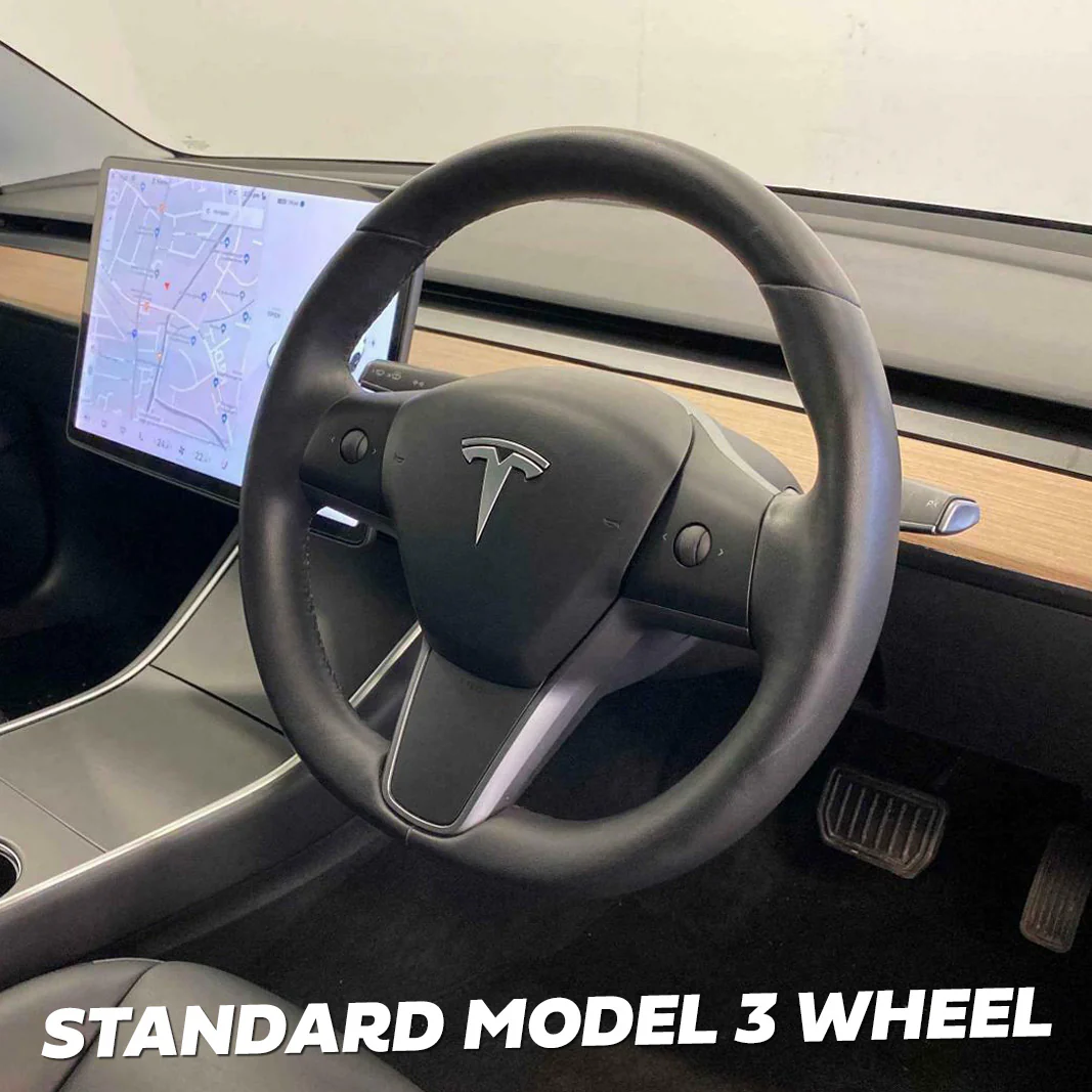 Steering Wheel - Non-Heated - Sports Grip - Red Stitch - for Tesla Model 3 - Image 6
