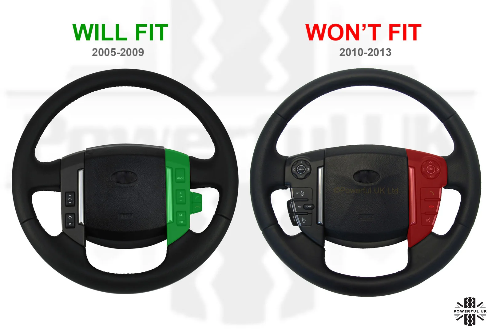 Steering Wheel -Sport Grip - Perf - No Heat - Black Piano for Range Rover Sport 2005-09 - Image 8