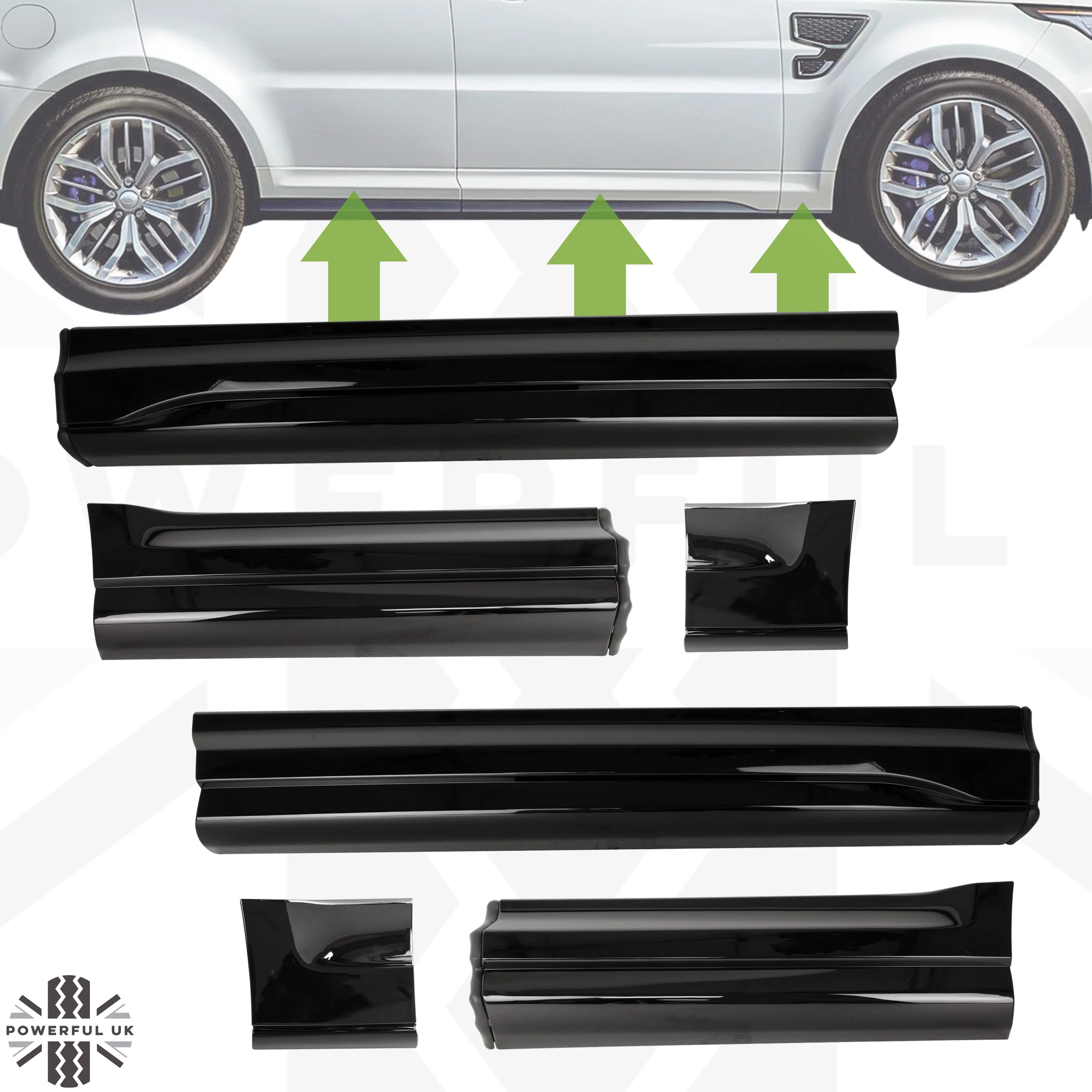 SVR Style Lower Door Mouldings for Range Rover Sport L494 (2014-17) - Santorini Black