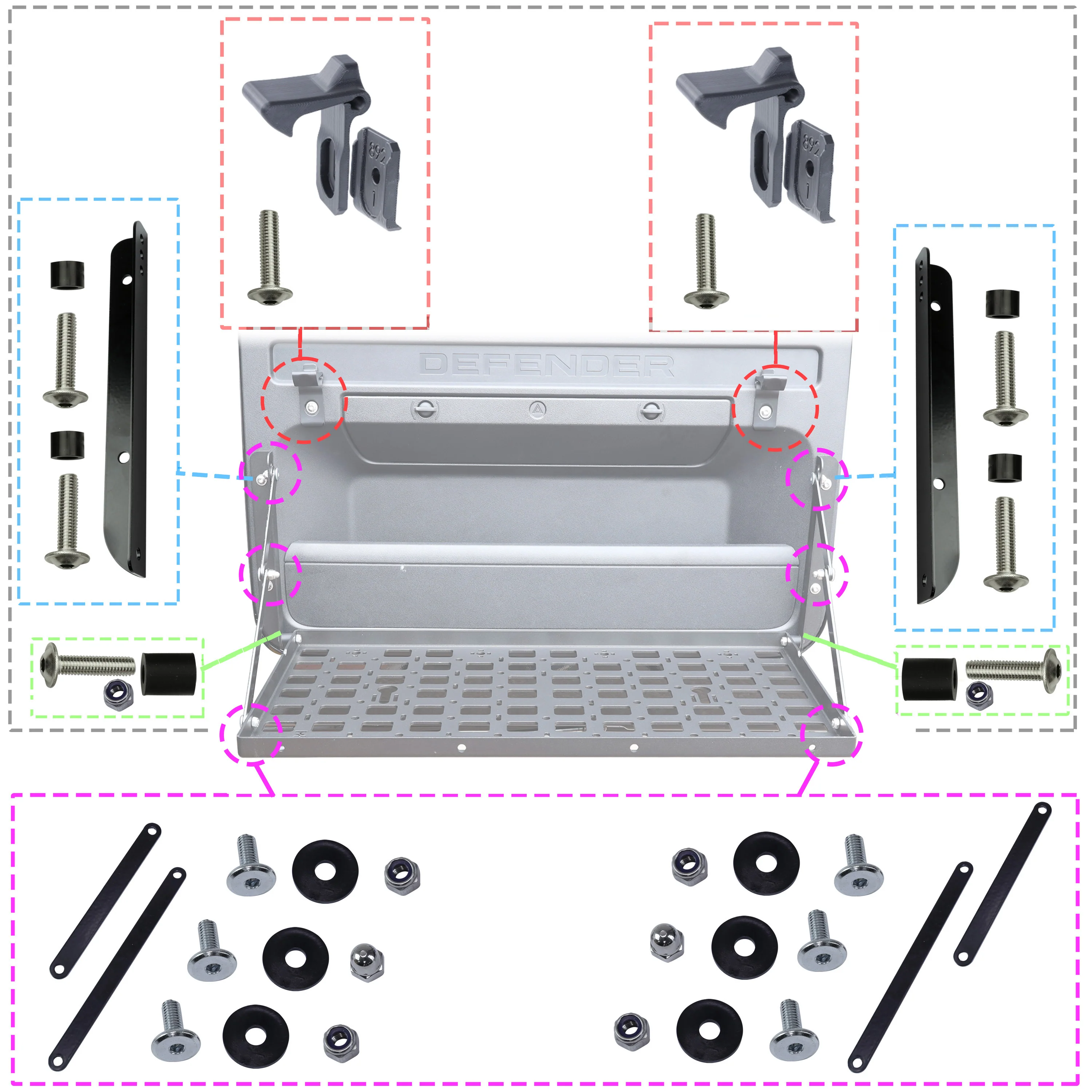 Tailgate Folding Picnic TABLE KIT for Land Rover Defender L663 - Grid Design - Image 6