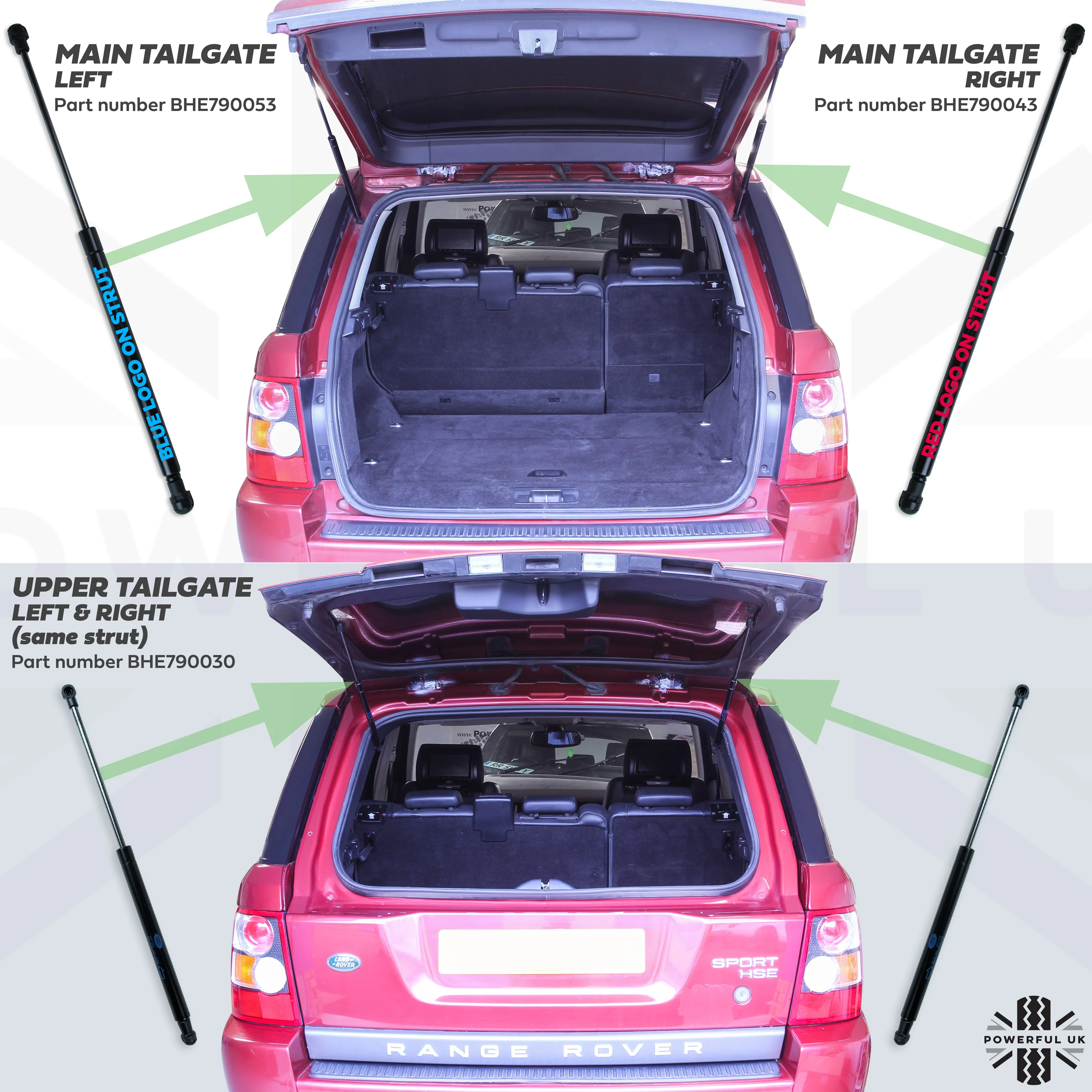 Tailgate Gas Strut 4pc Kit for Range Rover Sport L320 2005-11 - Genuine - Image 4