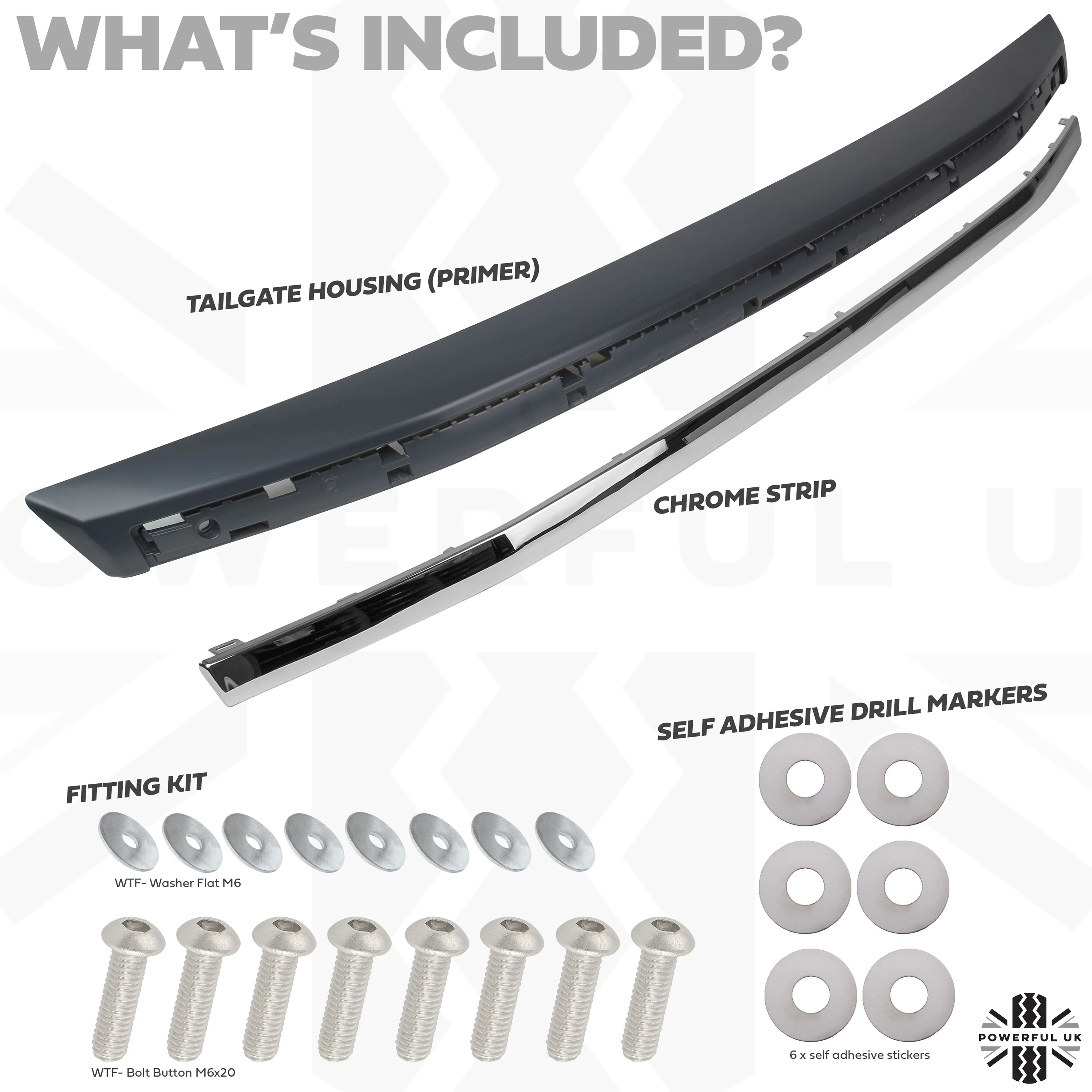 Tailgate Panel Kit - Primer/Chrome - for Land Rover Freelander 2 2007-10 - Image 2