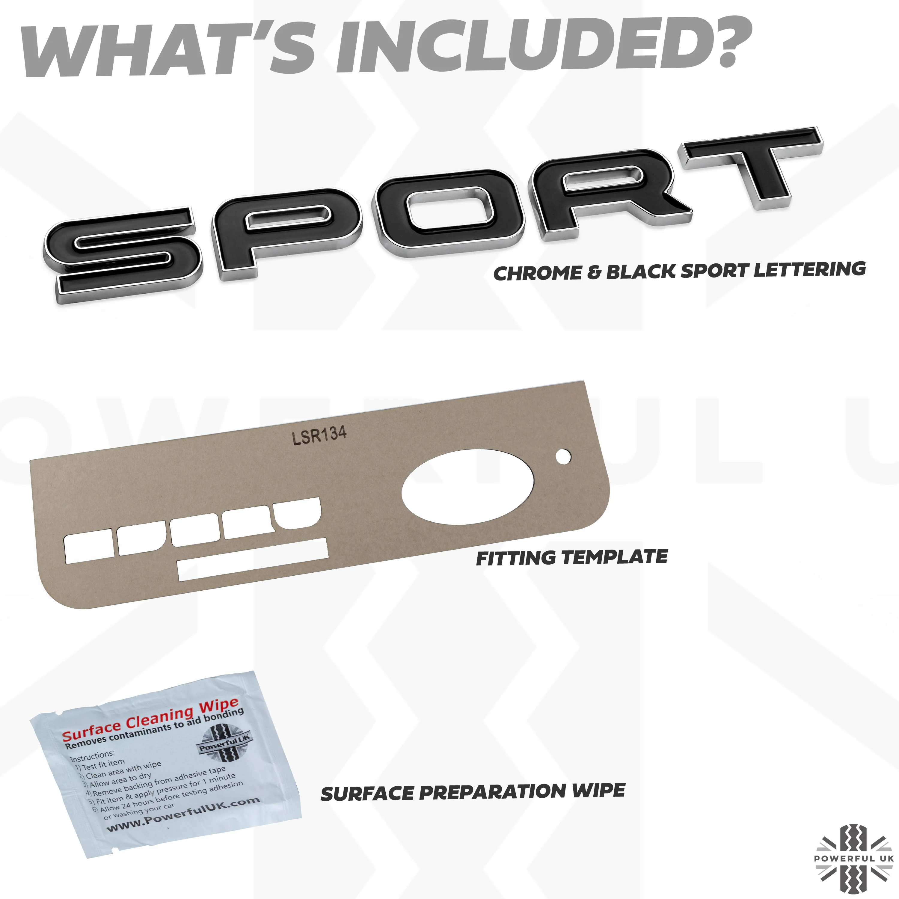Tailgate SPORT Lettering - Chrome & Black for Land Rover Discovery Sport - Image 3