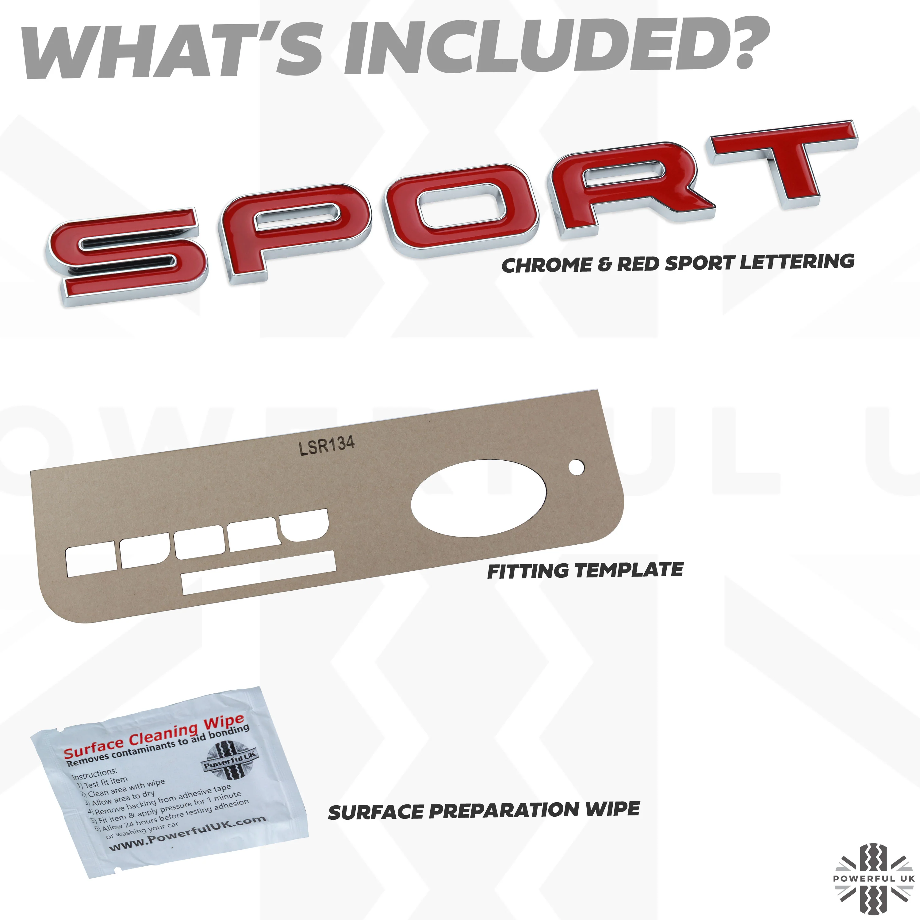 Tailgate SPORT Lettering - Chrome & Red for Land Rover Discovery Sport - Image 3