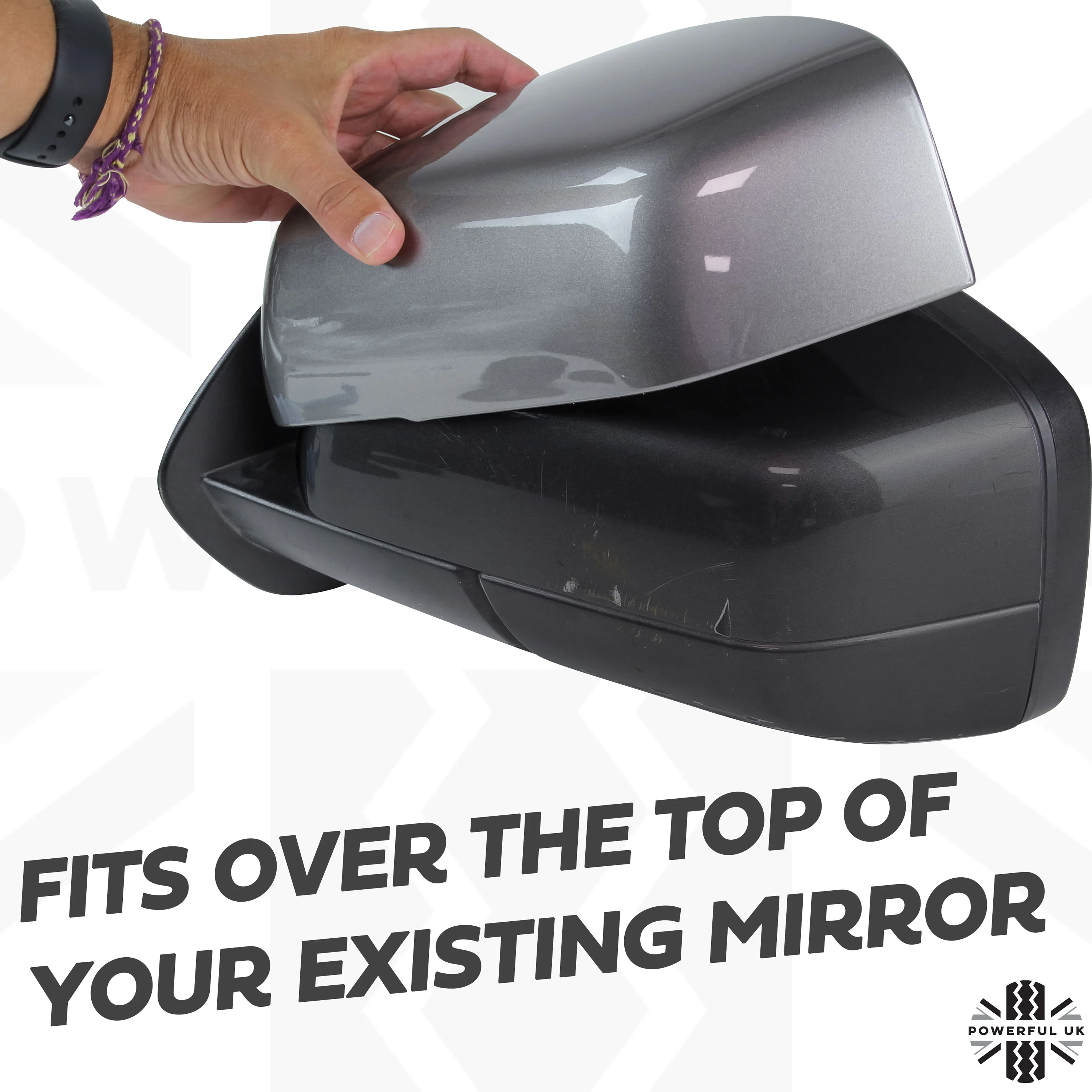 Top Half Mirror Covers for Range Rover L322 (05-09 Mirrors) - Stornoway Grey - Image 2