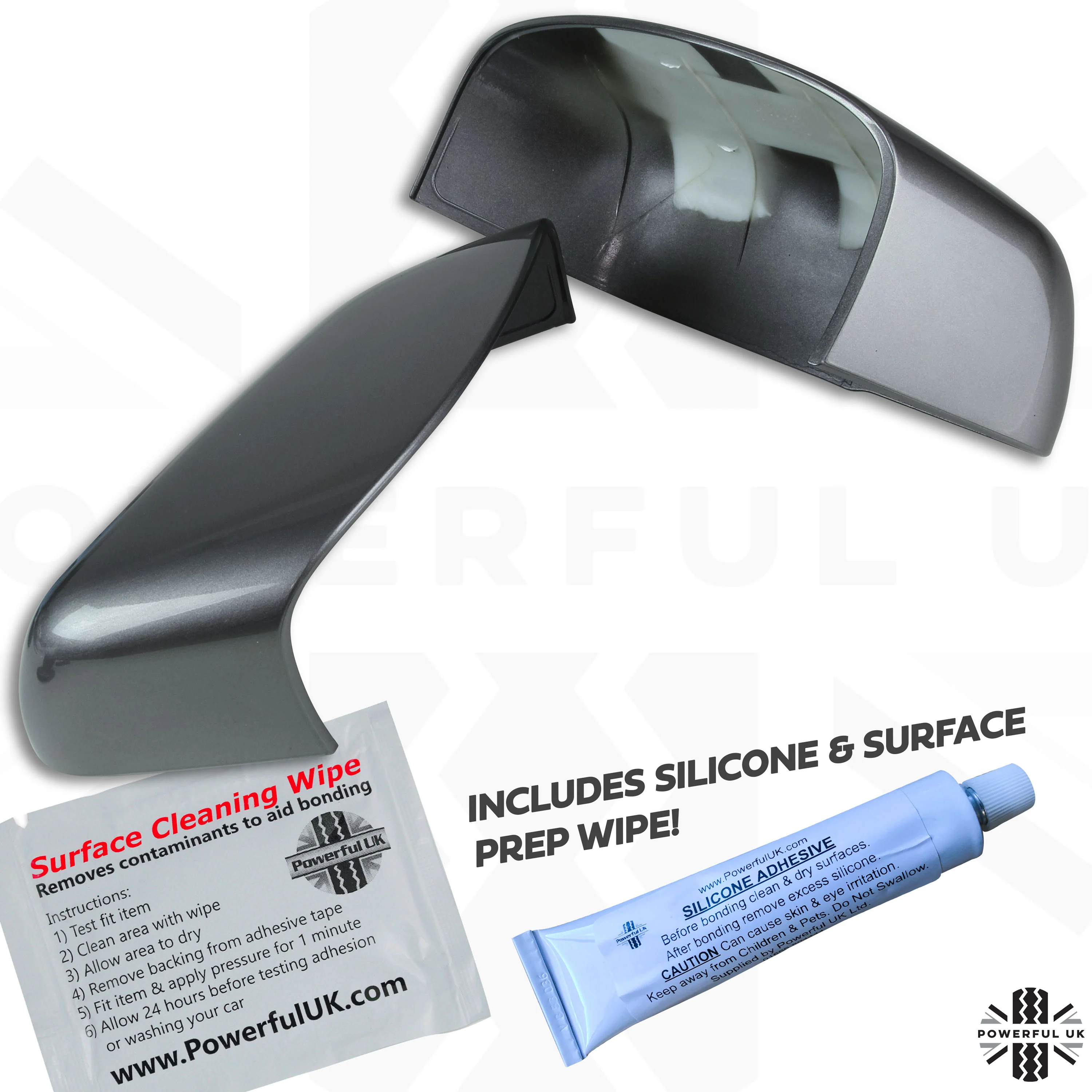 Top Half Mirror Covers for Range Rover L322 (05-09 Mirrors) - Stornoway Grey - Image 4