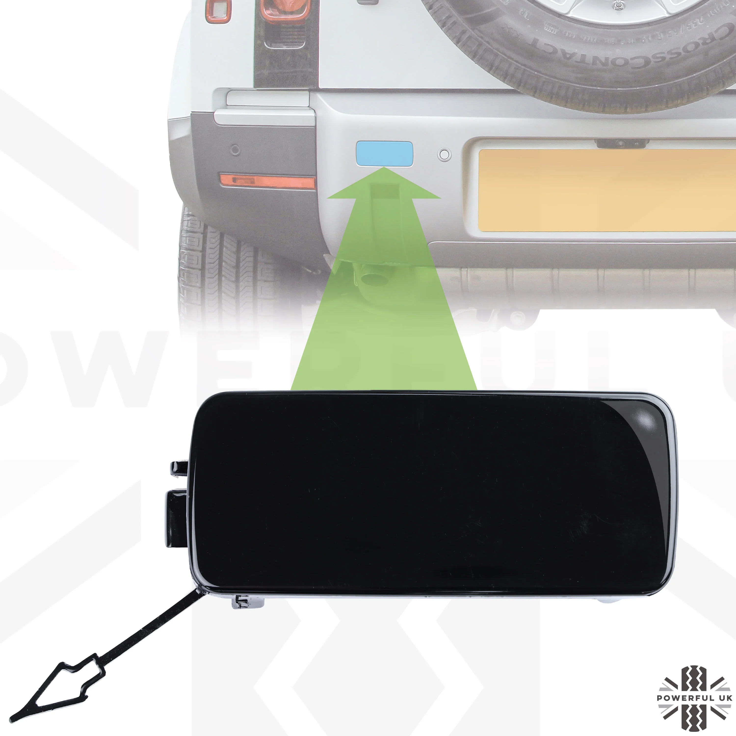 Tow Eye Blanking Plate for Land Rover Defender L663 - Gloss Black - Left