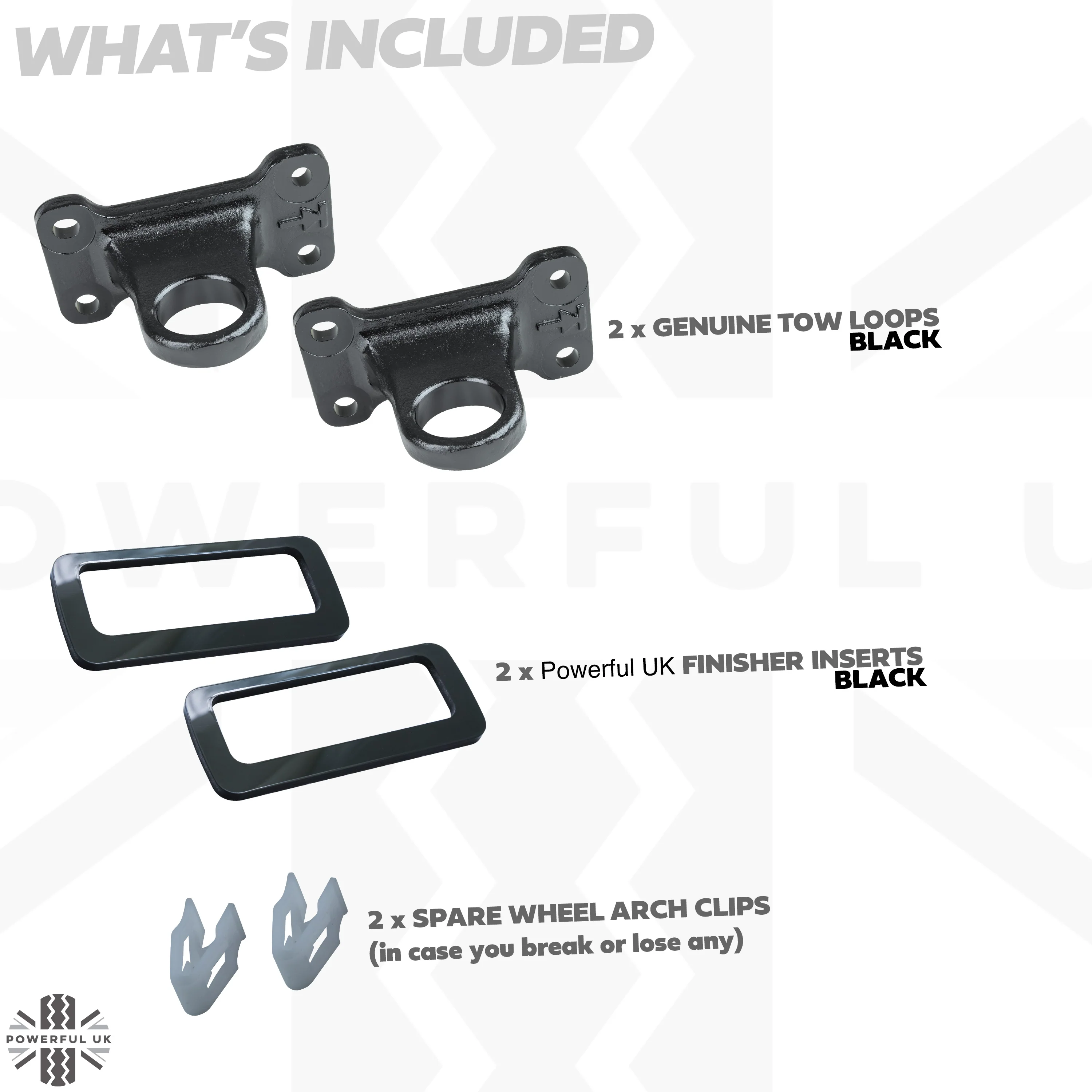 Tow Loop Upgrade Kit A - Black Loops + Black Inserts for Land Rover Defender L663 - Image 3