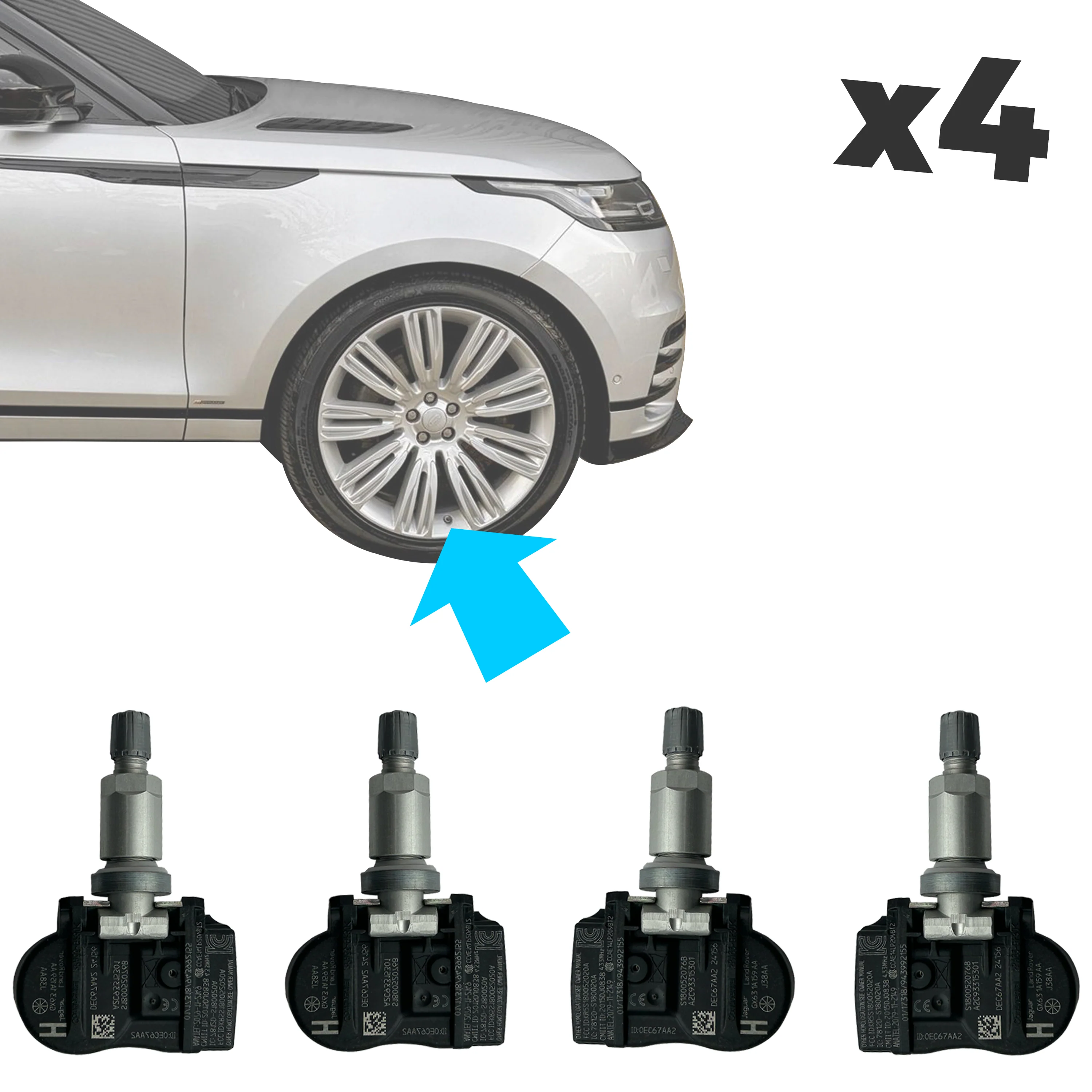 OE Tyre Pressure Monitoring System (TPMS) Sensors x4 for Range Rover Velar - Early type