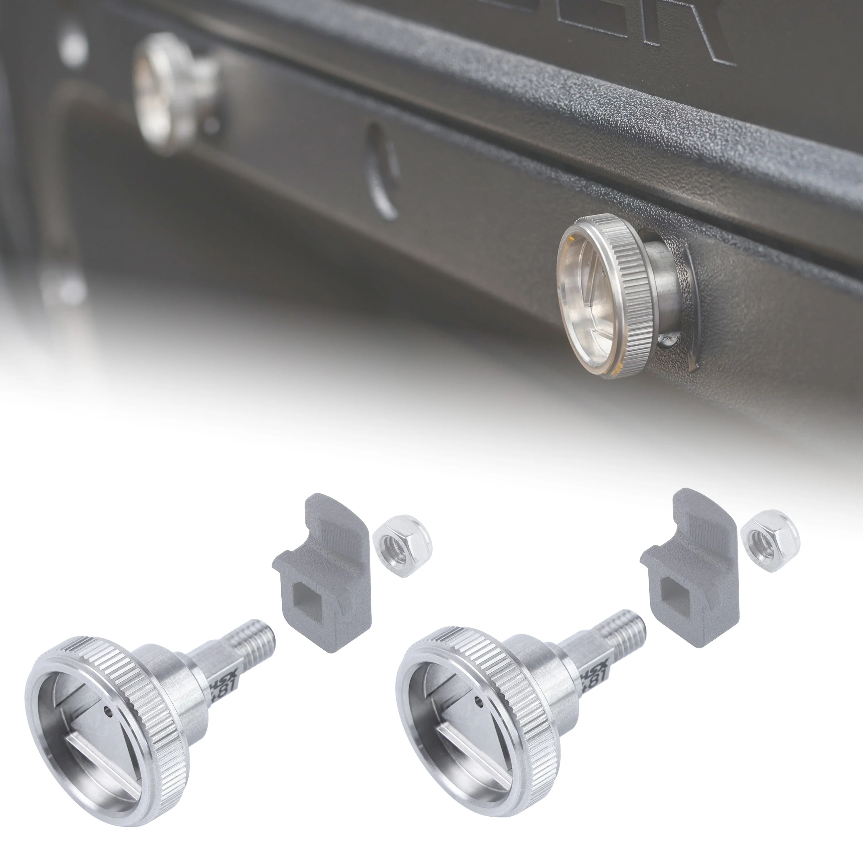 Warning Triangle Hatch Knobs for Land Rover Defender L663 - Silver