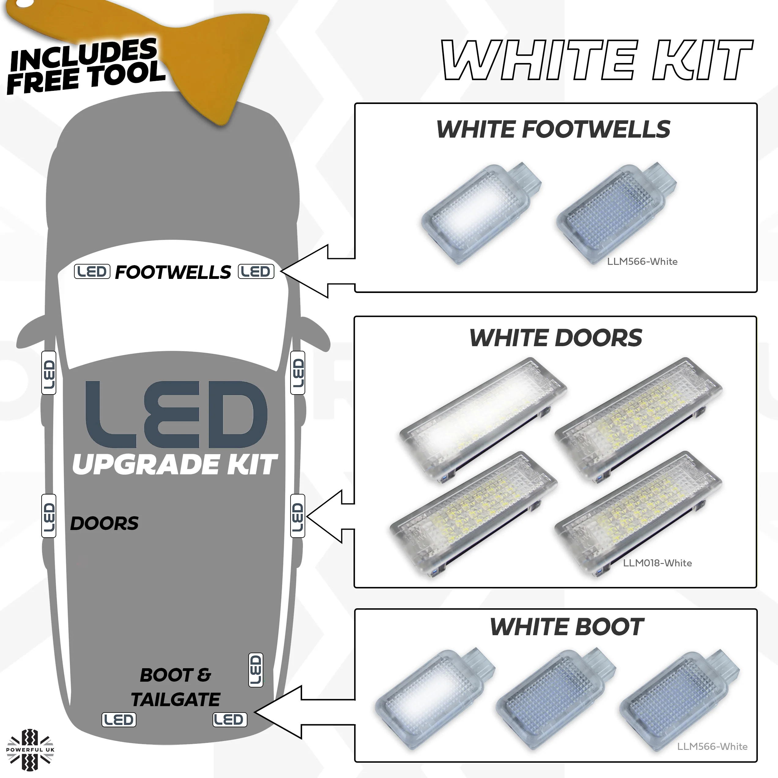 White LED Interior Light kit for Range Rover Sport L494