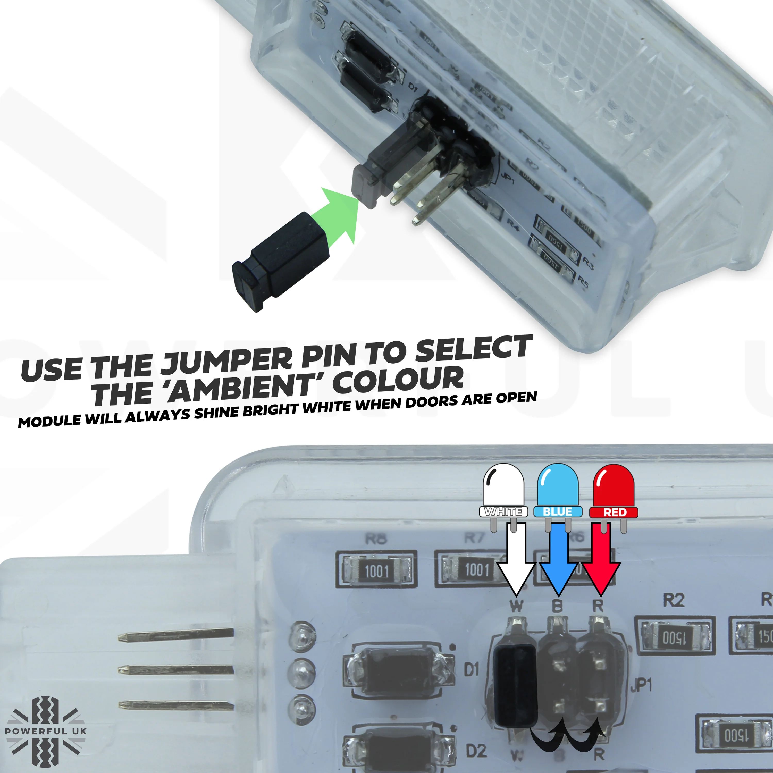 WHITE-RED-BLUE LED interior Footwell ambient lamp upgrade for Land Rover Discovery 5 (2pc) - Image 3